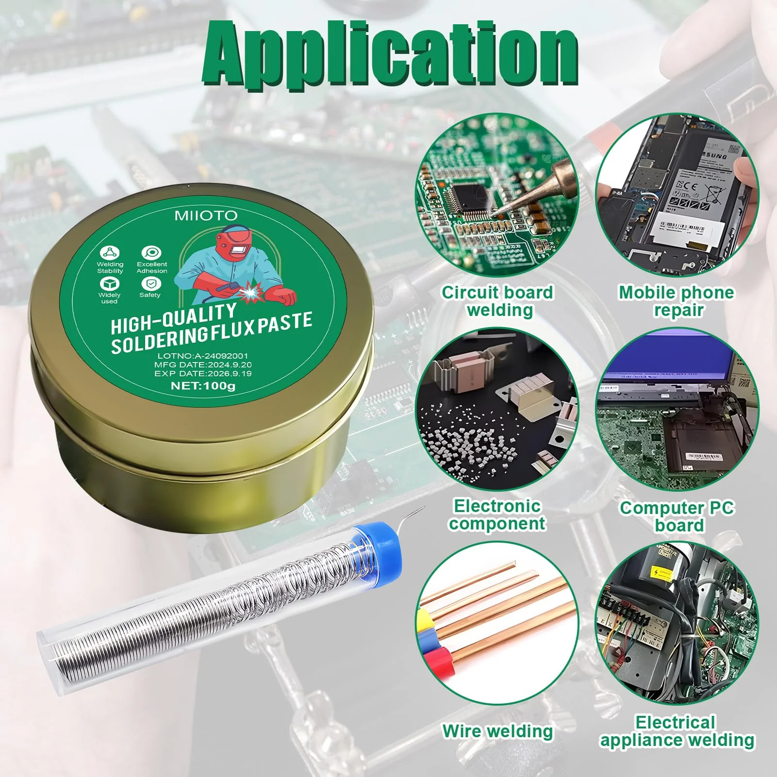 Solder Flux, Solder Paste, No Clean Solder Grease Flux with Solder with Flux, Soldering Paste Flux for Precision for Machines, Metal, Sheet Metal, Telephones, PC Cards, Components - Image 4