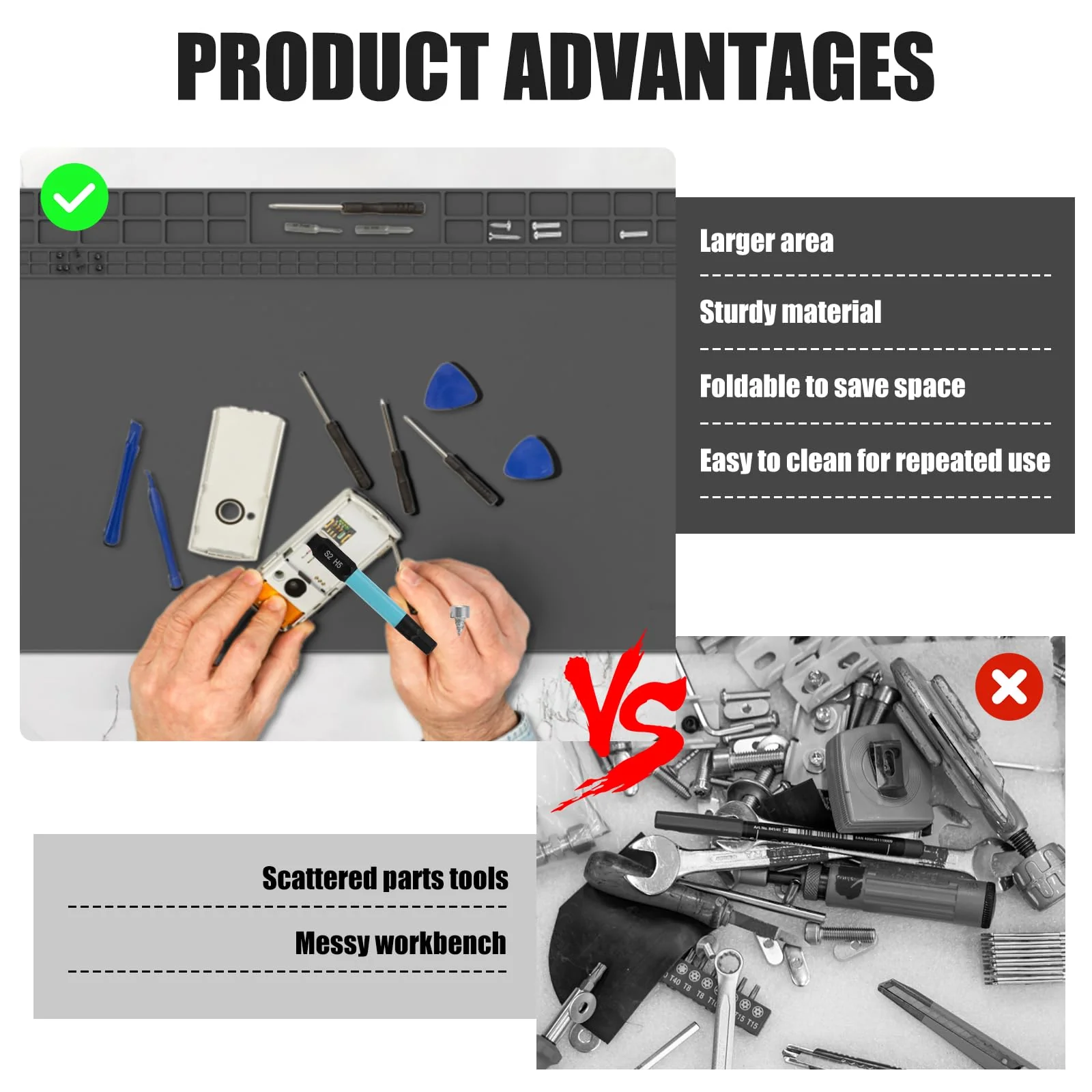 Soldering Mat Antistatic Repair Mat Extra Large 60 x 35 cm Heat Resistant Soldering Mat Silicone Work Mat 500°C Workbench Mat for a Variety of Electronic Repair Assembly Work - Image 6