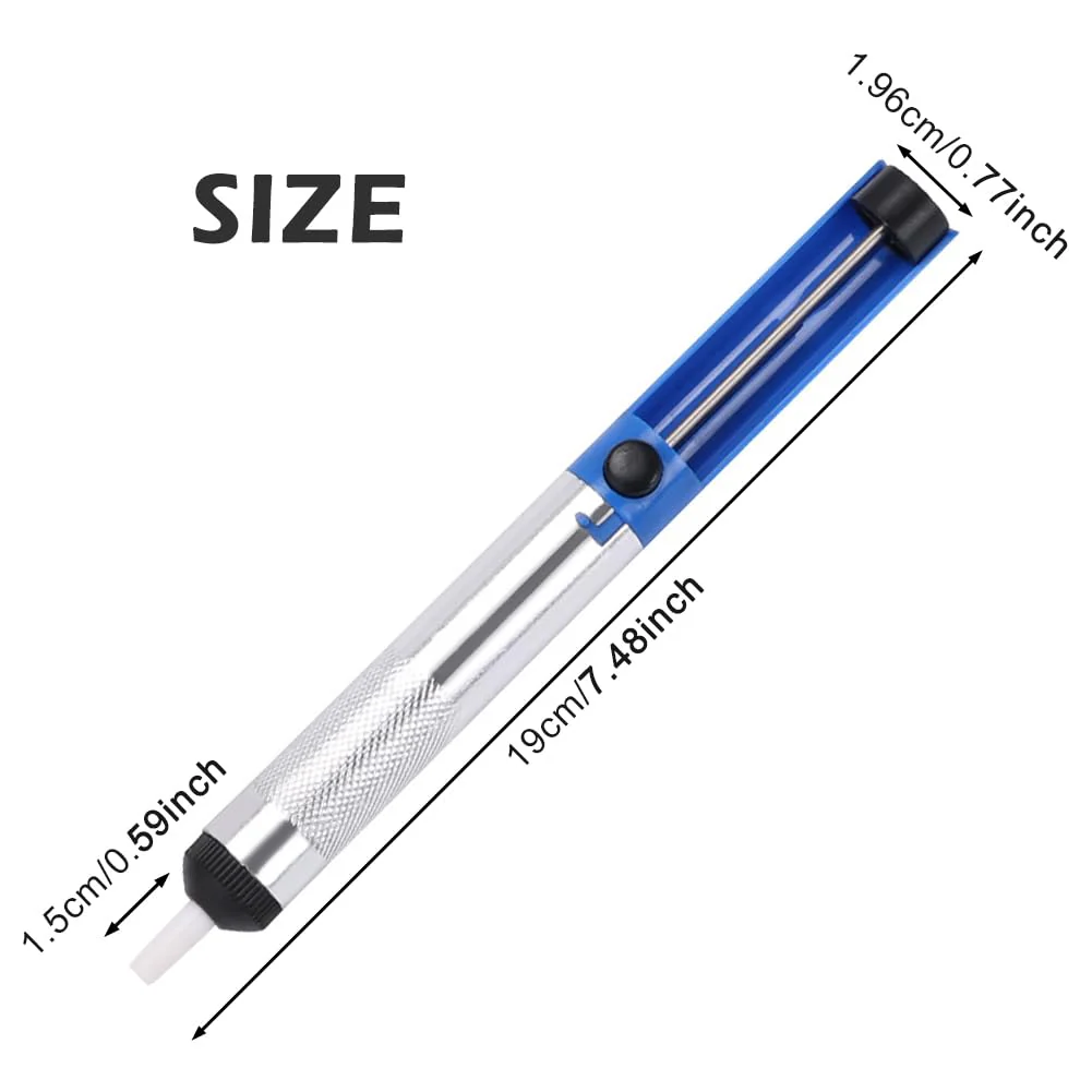 Soldering Pump, Desoldering Pump Set, Desoldering Suction Pump, Desoldering Valve Pump Made of Aluminium Alloy, High Temperature Resistant Silicone Nozzle for and Soldering Suction (Colour: 19 x 1.96 Blue - Image 2
