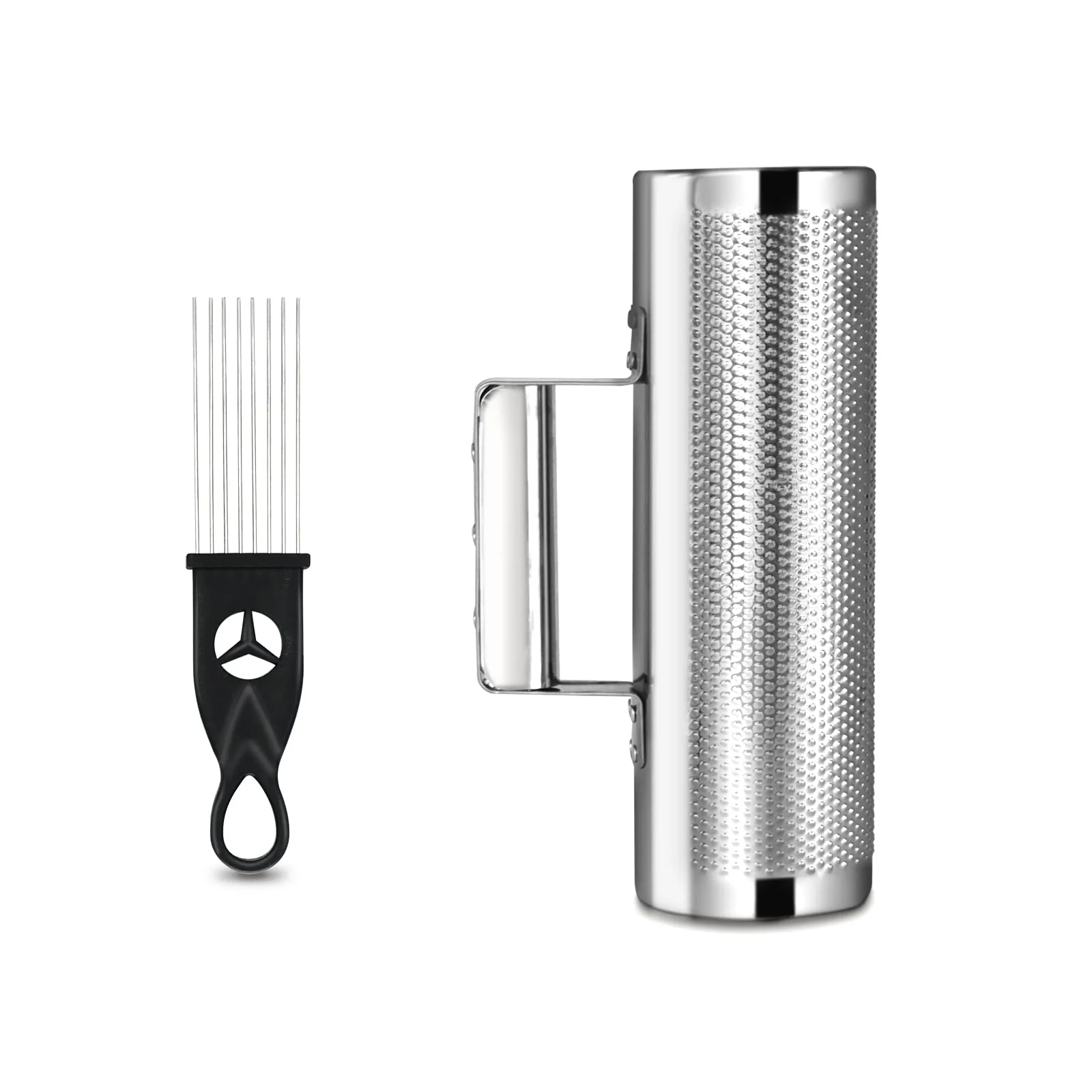 Soulmate Guiro Instrument 8" 3" Professional Metal Stainless Steel Guiro Percussion Shaker with Scraper, Band Accompaniment Sand Hammer Guiro Latin Instruments for Live Performance 3''x8''