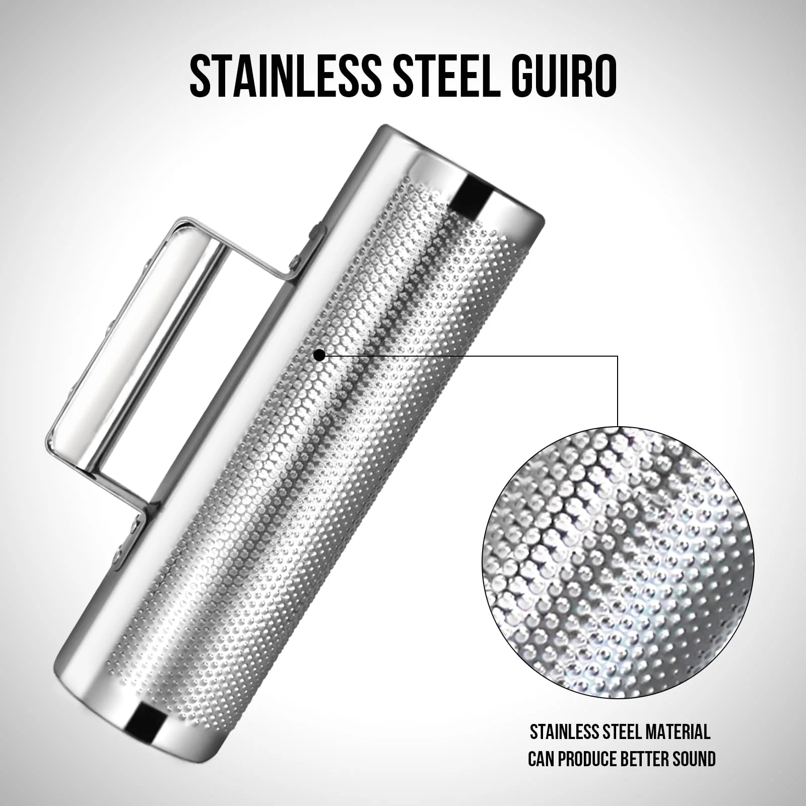 Soulmate Stainless Steel 12" 4" with Scraper Guiro Professional Latin Percussion Instrument, Band Accompaniment Musical Training Tool Guiro Shaker 4''x12'' - Image 2