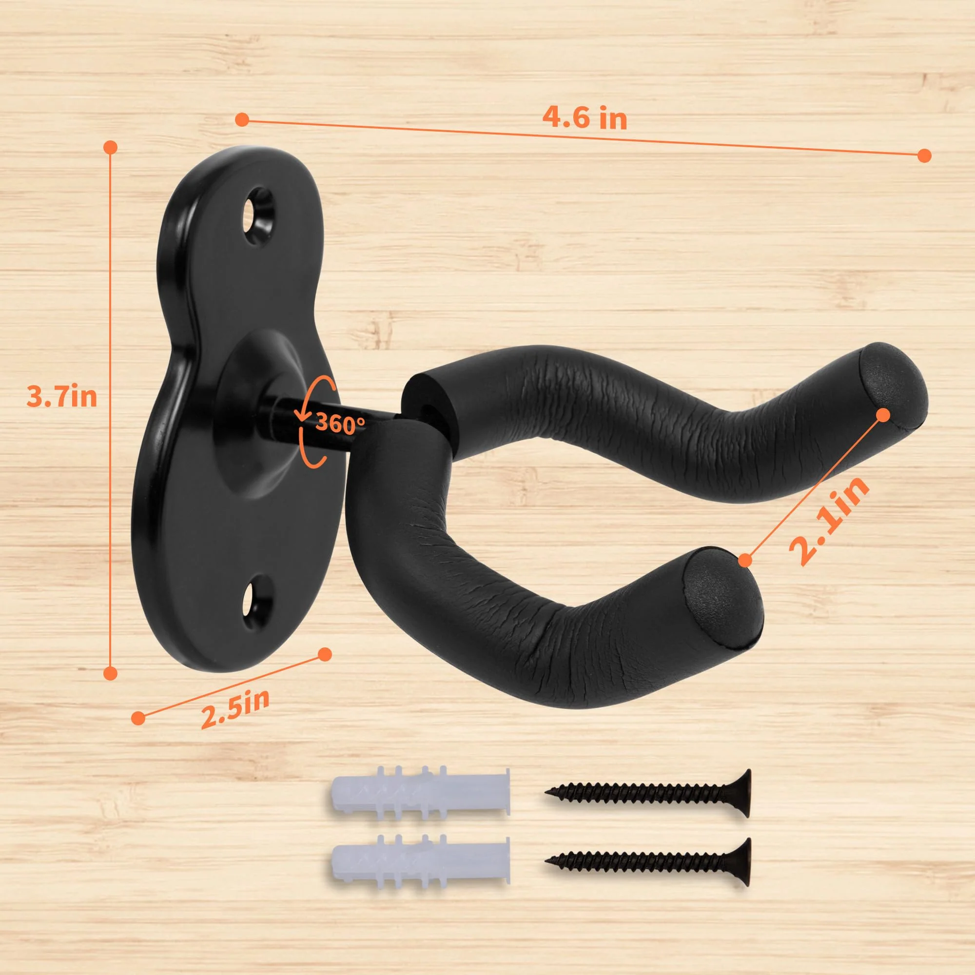 Sound harbor Guitar Wall Mount 5 Pack Wall Hangers for for Acoustic Electric Bass Guitar and More 5Pack Hanger - Image 5
