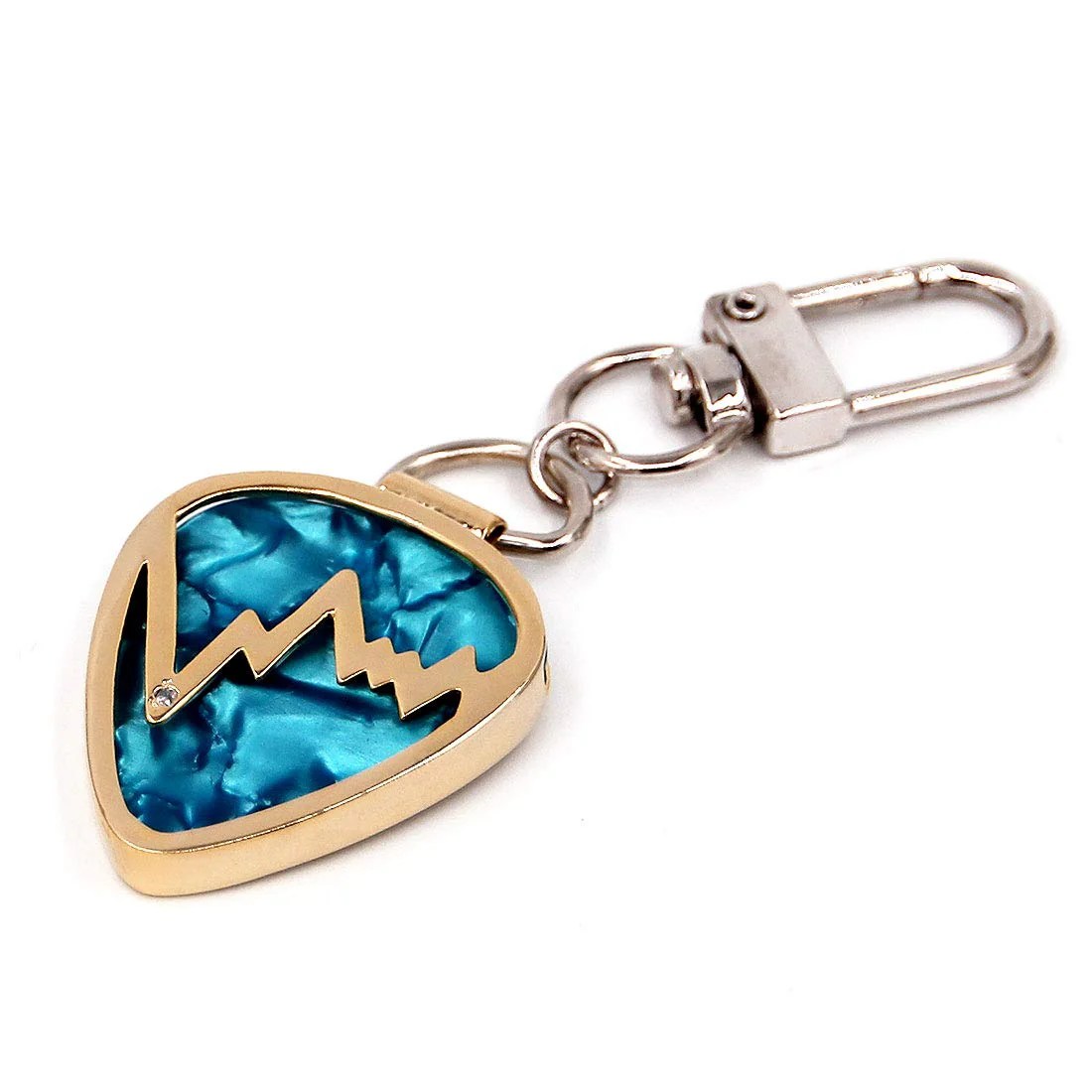 Soundwave Shaped Guitar Pick Holder Keychain for Guitarists (Gold) Gold - Image 4