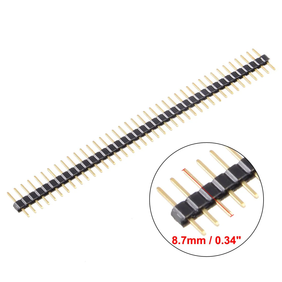 sourcing map 2 mm Pitch 40P Single Row Straight Connector Pin Strip for Prototype Shield Pack of 10 - Image 2