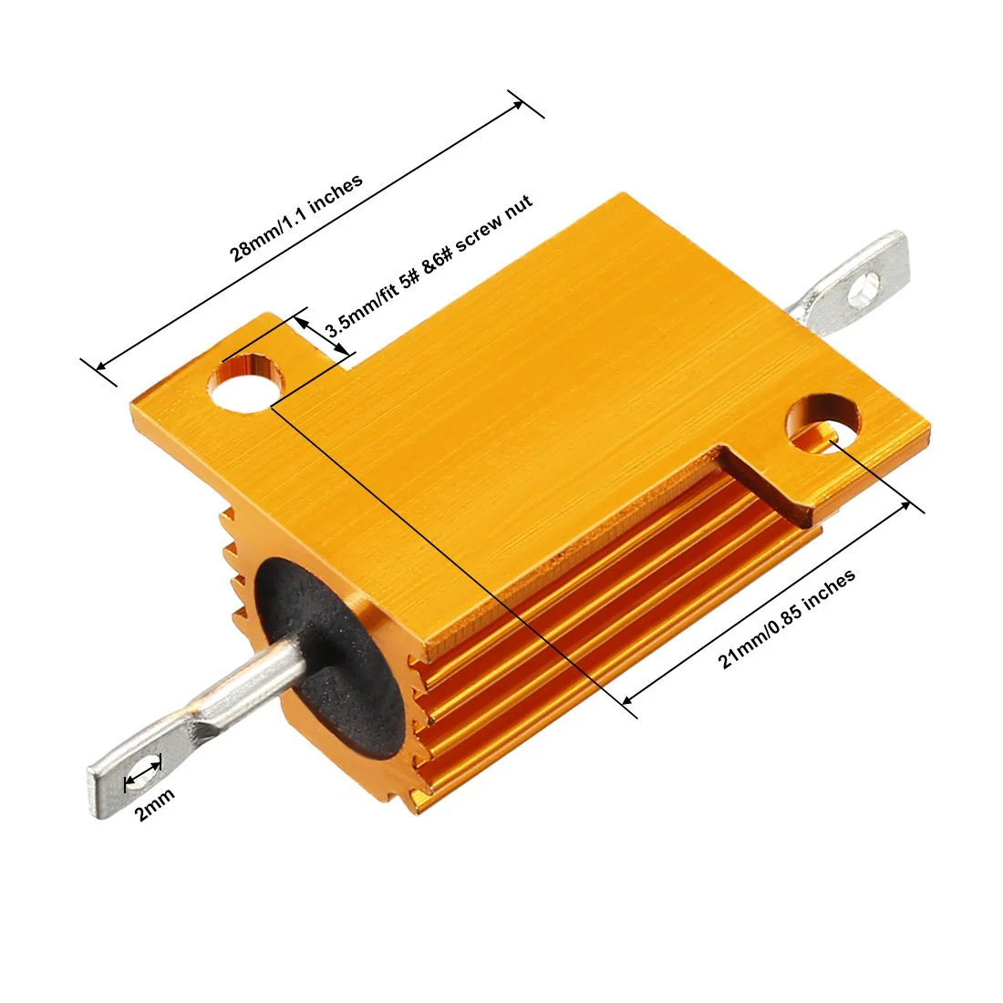 sourcing map 25 W 500 Ohm 5% Aluminium Casing Resistance Tap Load Resistors Gold - Image 3