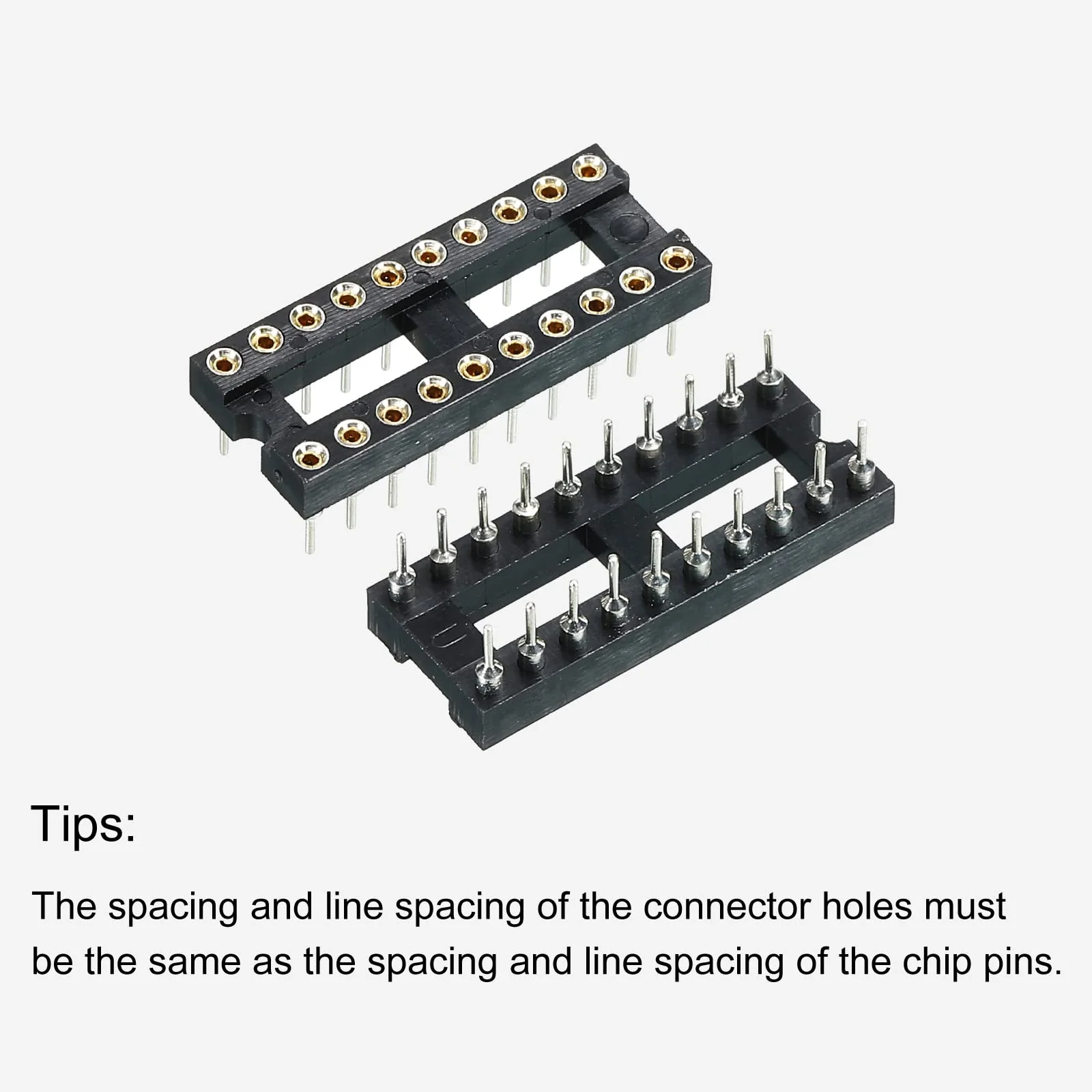 sourcing map DIP IC Chip Socket Adapter Flat Pin 20P 2.54 mm Pitch IC Socket for PCB Board Chip, 6 Pack - Image 4