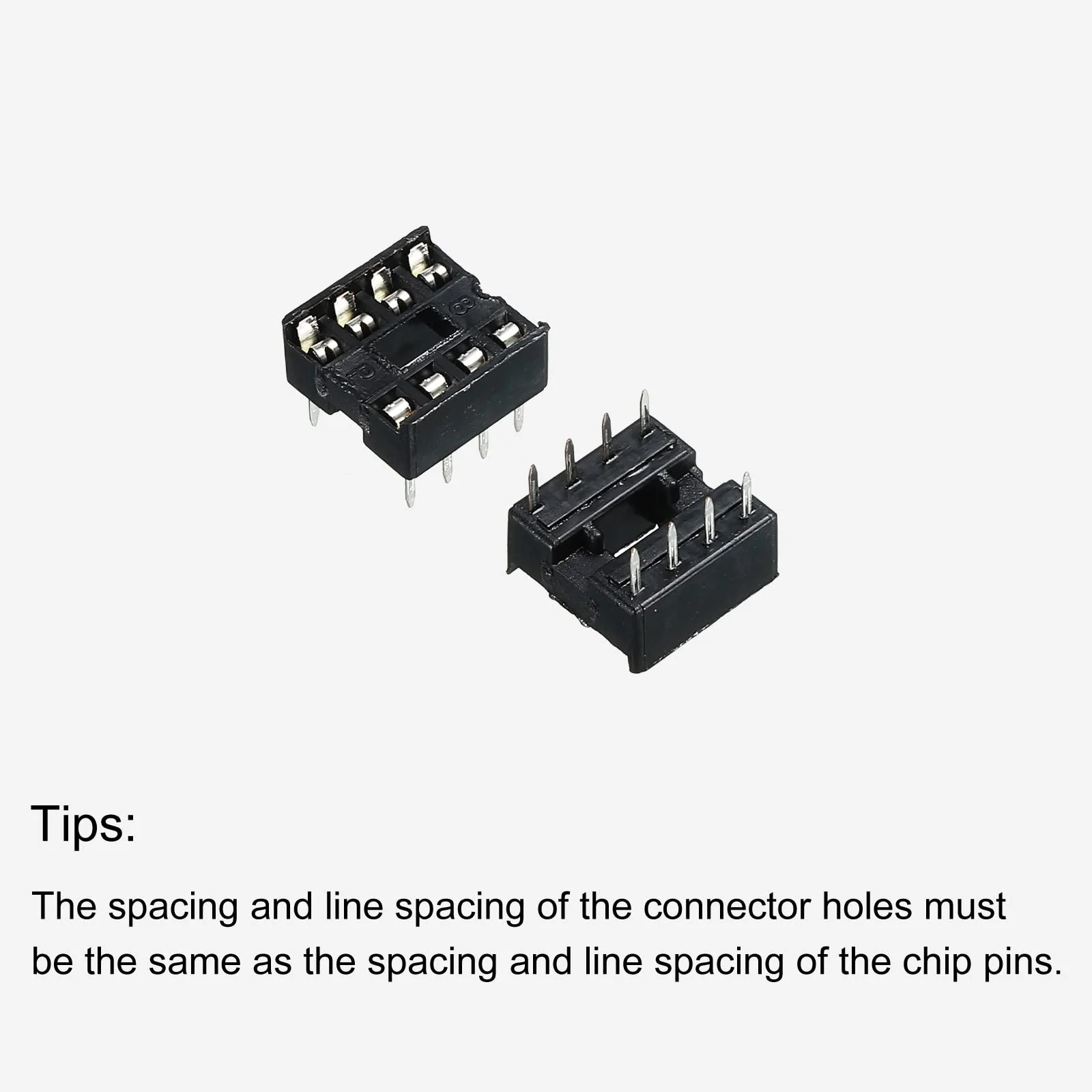 sourcing map DIP IC Chip Socket Adapter Flat Pin 8P 2.54 mm Pitch IC Socket for PCB Board Chip, Pack of 50 - Image 4