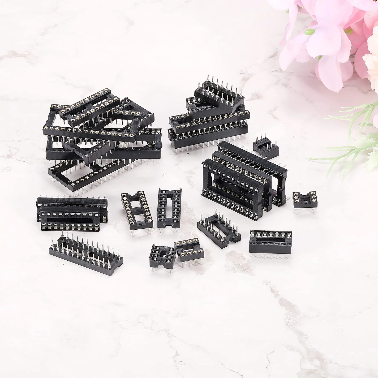 sourcing map DIP IC Chip Socket Adapter Flat Pin 8P 2.54 mm Pitch IC Socket for PCB Board Chip, Pack of 50 - Image 7