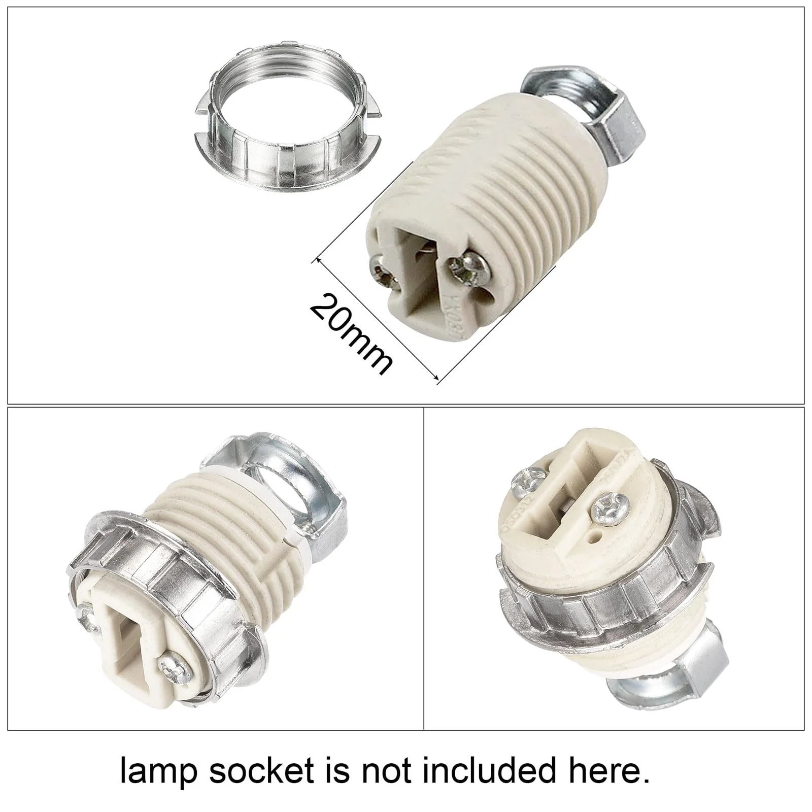 sourcing map G9 Socket Lamp M20 Adapter Ring for Lights Shade Holder White Pack of 4 - Image 6