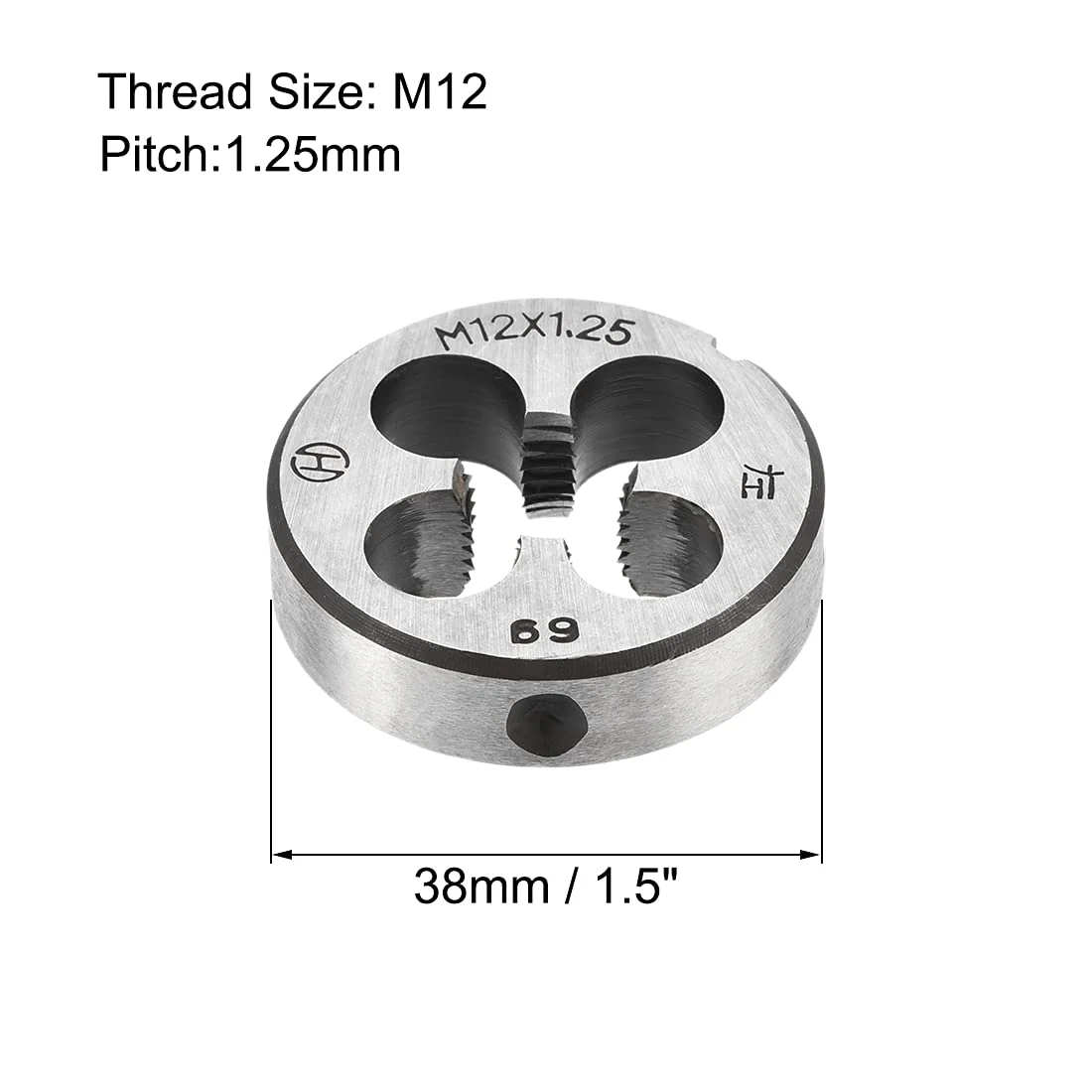 sourcing map M12 X 1.25 Metric Round Bar Machine Thread Left Hand Thread Alloy Tool Steel - Image 5