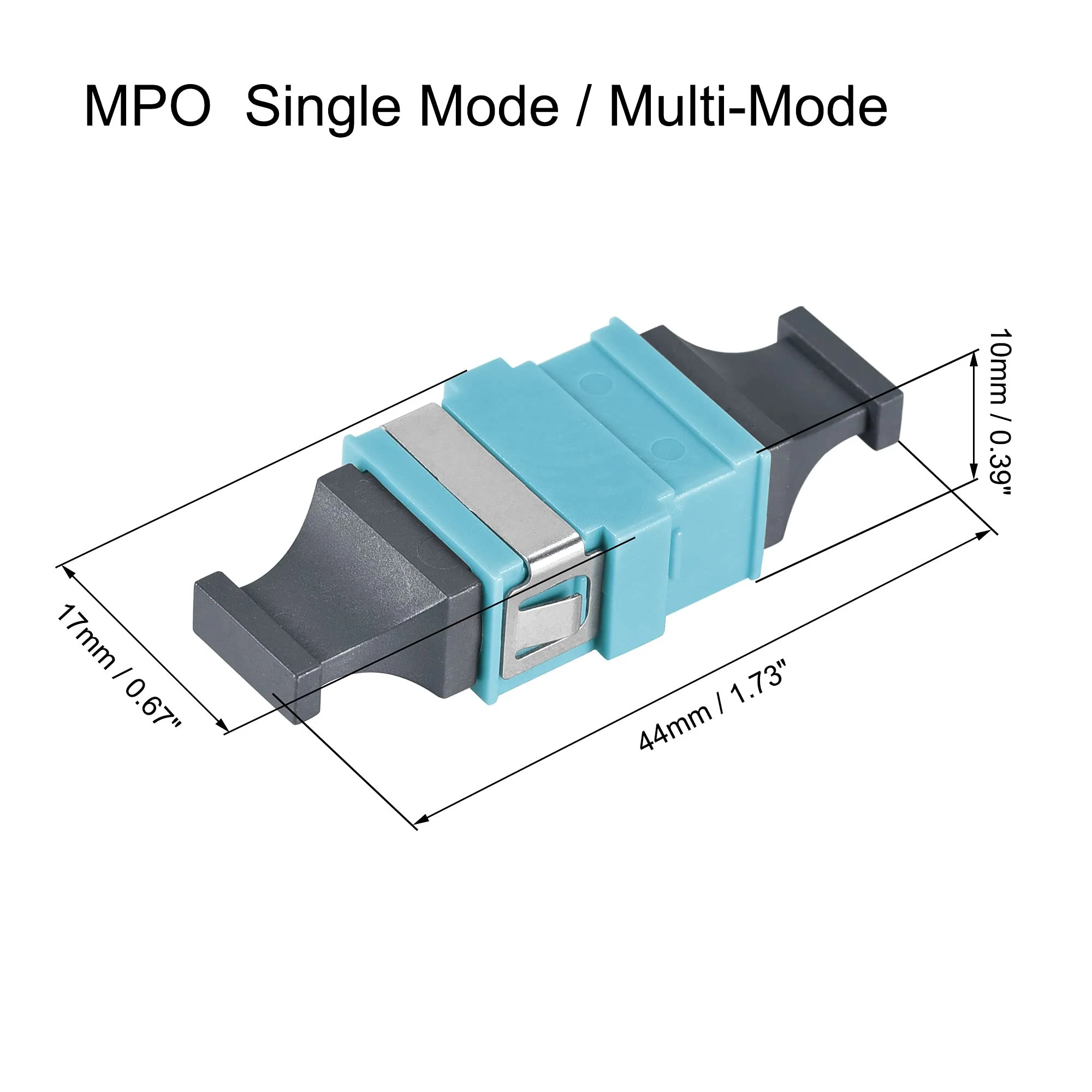 sourcing map SM/MM MPO Fibre Optic Connector Low Loss Fast Optical Adapter for OM3 MPO/MTP 44x17x10mm Sky Blue - Image 2