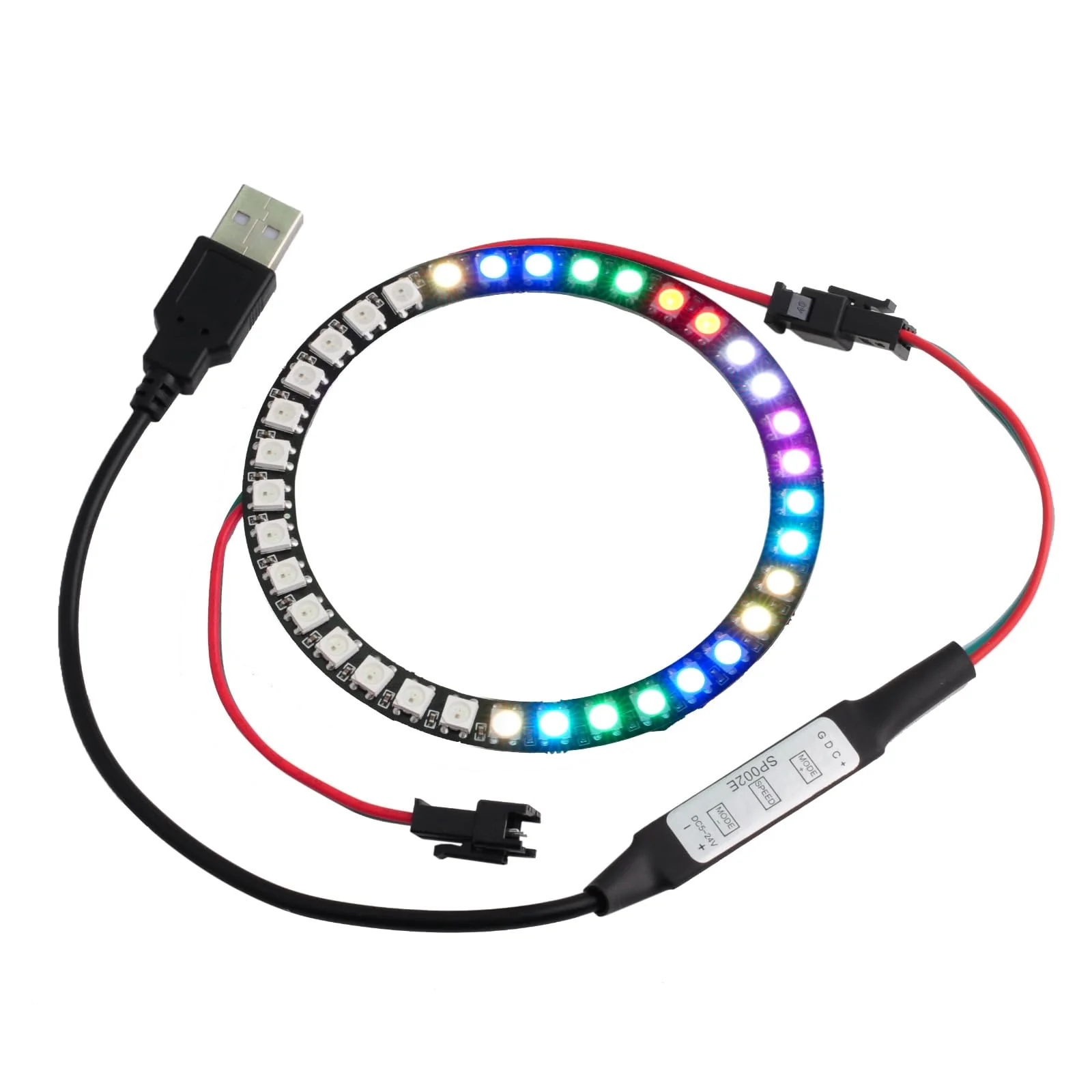 Sparkleiot WS2812B Pixel Ring 35 LEDs 5050 RGB - Individually Addressable Full Colour LED Ring with Integrated WS2812 IC for Arduino, Raspberry Pi, ESP8266 (DC5V + LED Controller)