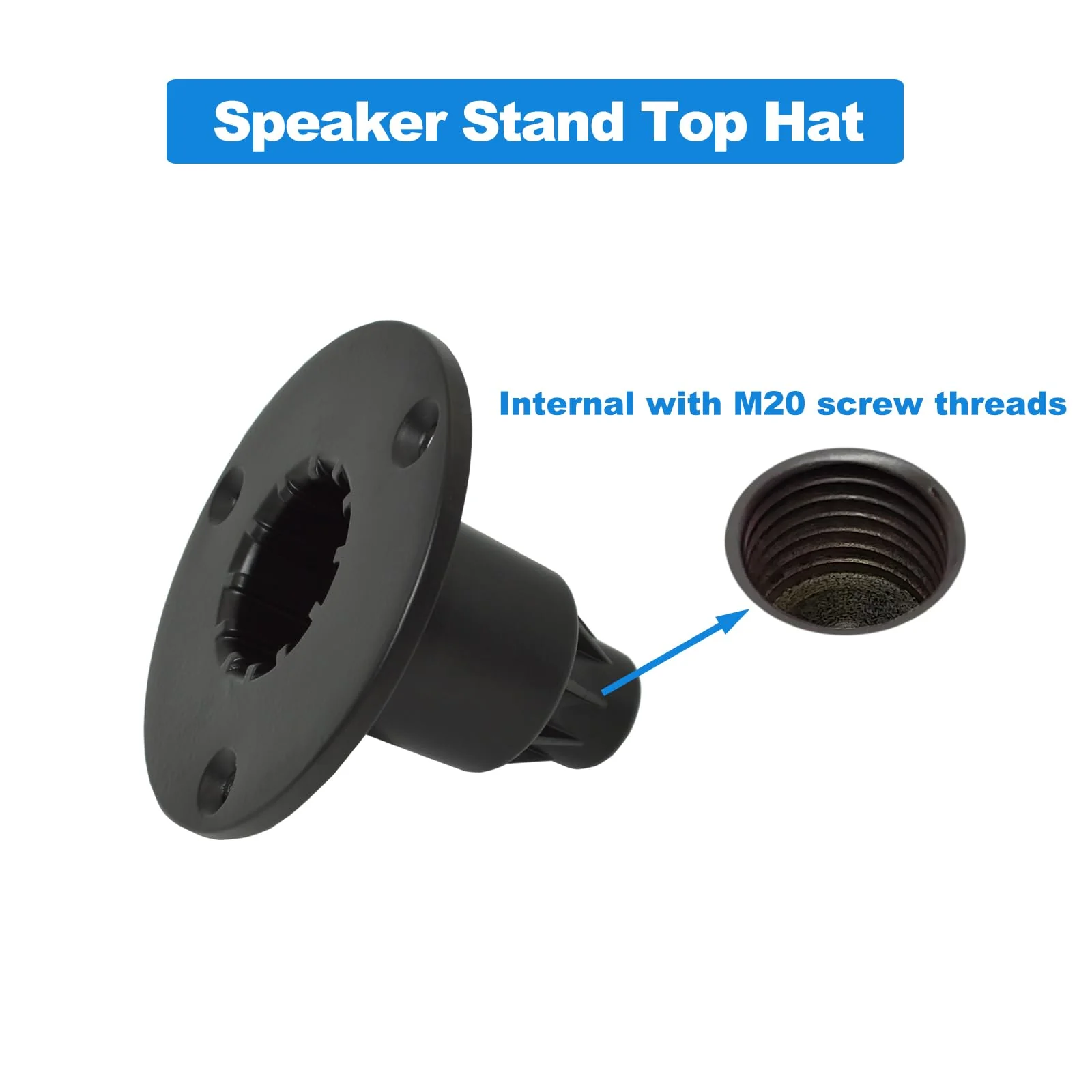 Speaker Mount Adapter with M20 Threading,4.02"x3",Metal Speaker Stand Top Hat with M20 Threading, 102X75mm (2 Packs Black) 102X75+M20 - Image 2