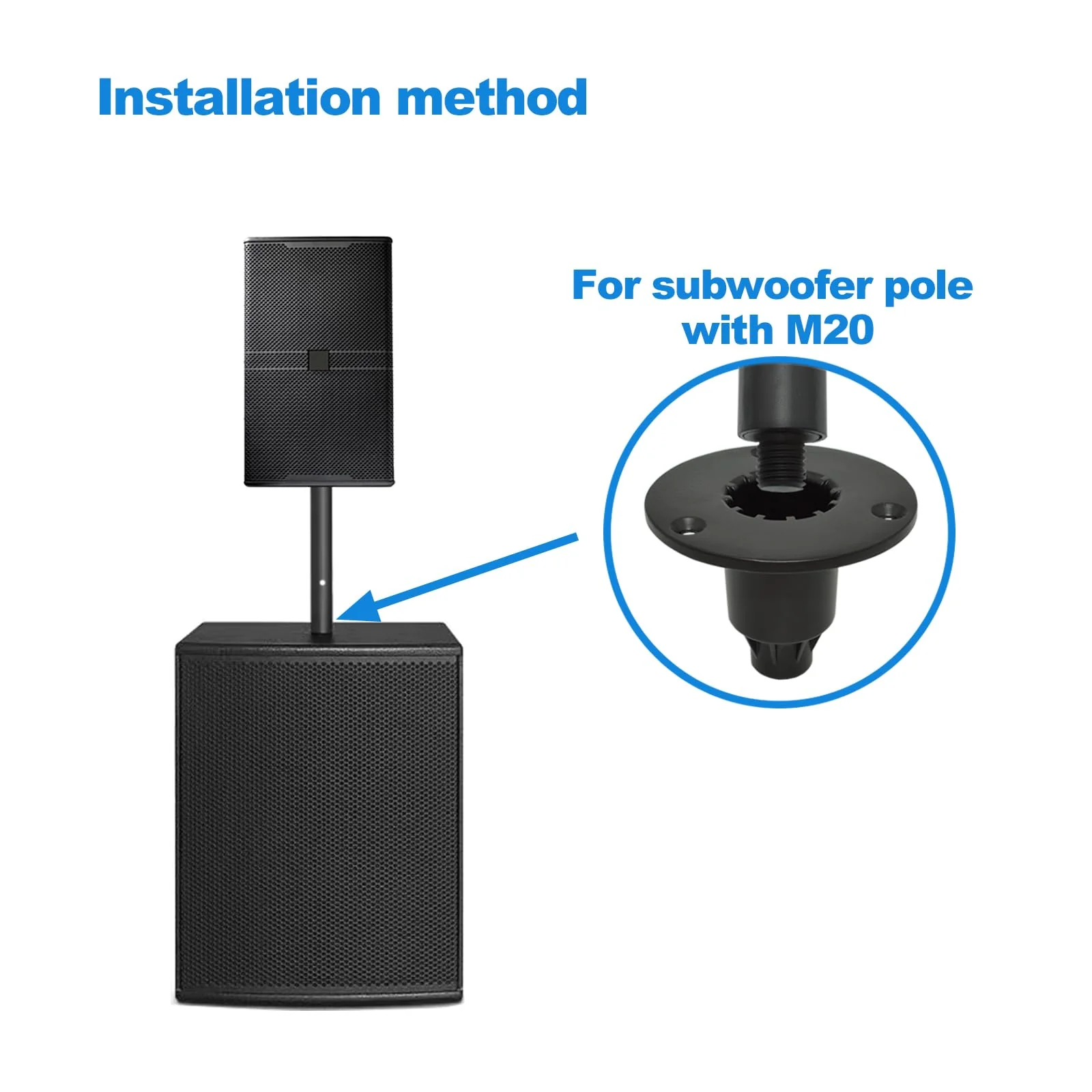 Speaker Mount Adapter with M20 Threading,4.02"x3",Metal Speaker Stand Top Hat with M20 Threading, 102X75mm (2 Packs Black) 102X75+M20 - Image 5