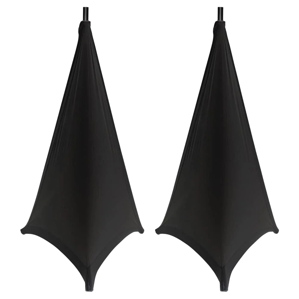 Speaker Stand Cover Tripod Stand Skirt Skrim Floor Speaker Tripod Support Stand Cover Skirt 3 Side DJ Speaker Cover with Travel Bag for Weddings Banquets Events Black (2Pack) 2Pack