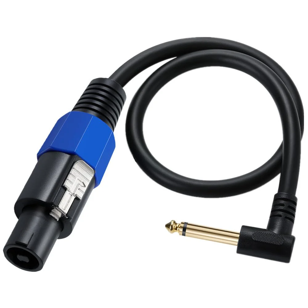 Speakon to 1/4 Mono Speaker Cable, 6.35mm (1/4") TS Plug to Speakon Male Speaker Audio Adapter for DJ/PA Speaker Cord with Twist Lock -50cm/0.5FT (Speakon Male to 1/4 Male Right Angle) Speakon male to 1/4 male Right Angle