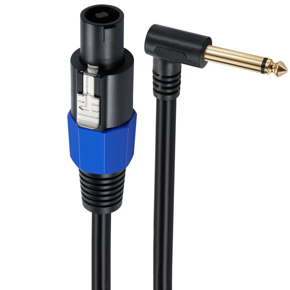 Speakon to 1/4 Mono Speaker Cable, 6.35mm (1/4") TS Plug to Speakon Male Speaker Audio Adapter for DJ/PA Speaker Cord with Twist Lock -50cm/0.5FT (Speakon Male to 1/4 Male Right Angle) Speakon male to 1/4 male Right Angle - Image 2