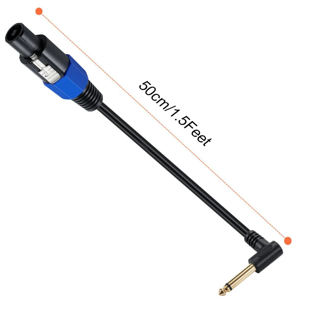 Speakon to 1/4 Mono Speaker Cable, 6.35mm (1/4") TS Plug to Speakon Male Speaker Audio Adapter for DJ/PA Speaker Cord with Twist Lock -50cm/0.5FT (Speakon Male to 1/4 Male Right Angle) Speakon male to 1/4 male Right Angle - Image 4
