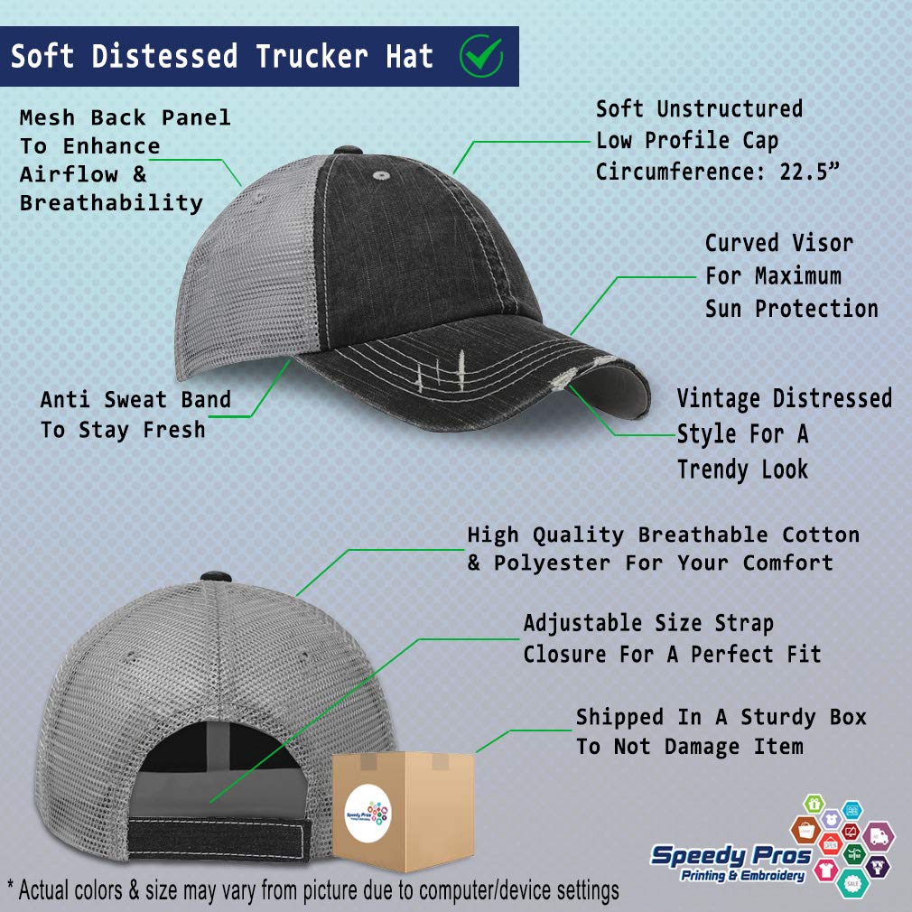 Speedy Pros Distressed Trucker Hat Got Harmonica Embroidery for Men & Women Black Gray - Image 2