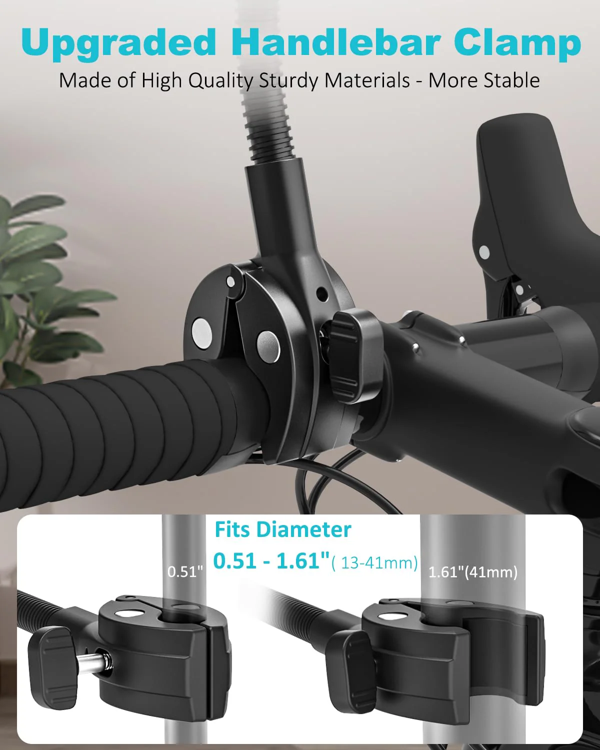 Spin Bike Tablet Holder, Metal Gooseneck Treadmill Tablet Mount, Anti-Shake Treadmill Tablet Mount, Stationary Elliptical Handlebar Clamp for iPad Pro 13 12.9 Mini Air, Tab, Z Fold,4-13" Device - Image 4