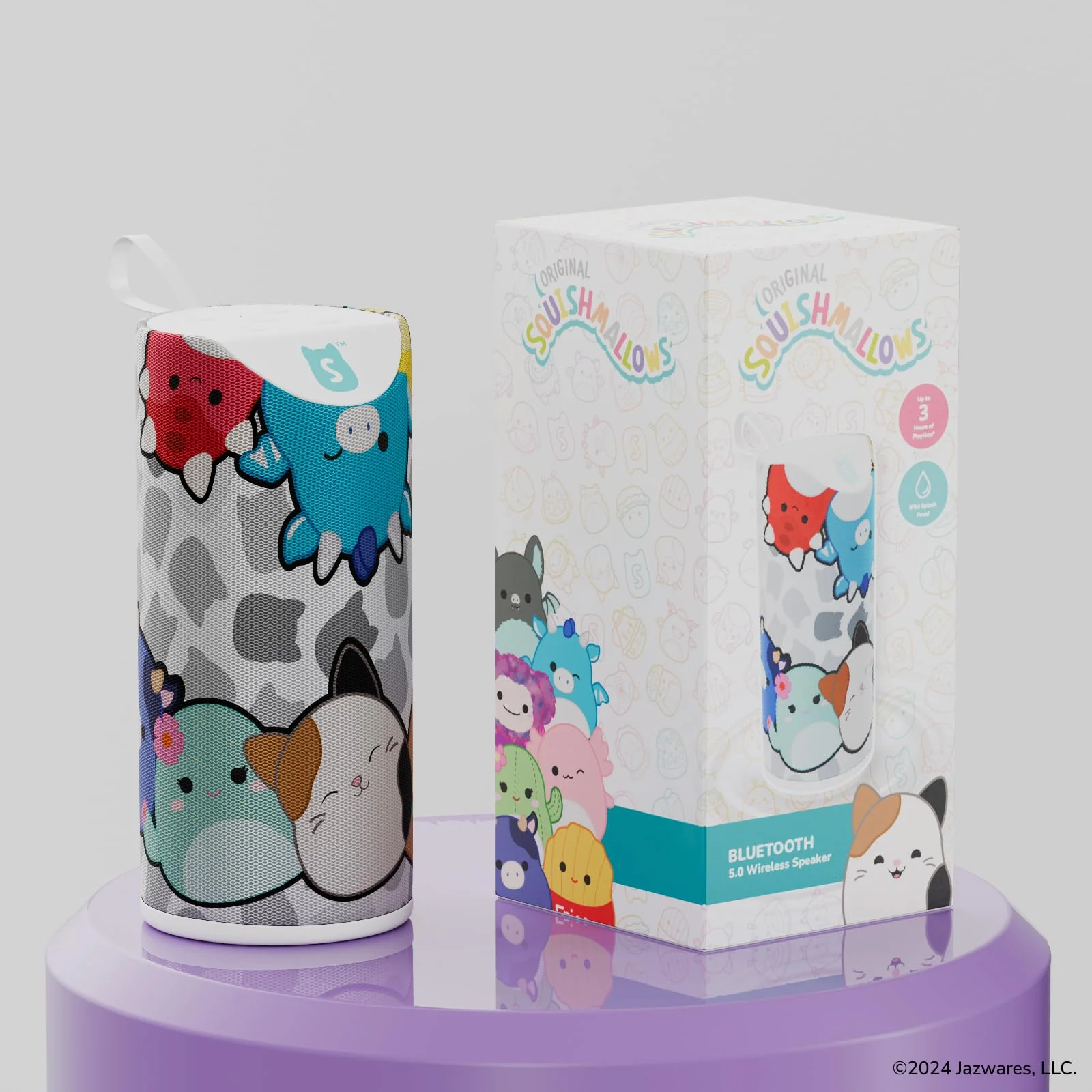 Squishmallows Wireless Bluetooth Speaker - Splashproof Rechargeable Wireless Speaker With 3 Hours Playtime/SD Slot/FM Radio- Squishmallows Gifts for Girls, Boys, Women, Men and All Squish Squad Fans Black/White Multi - Image 7