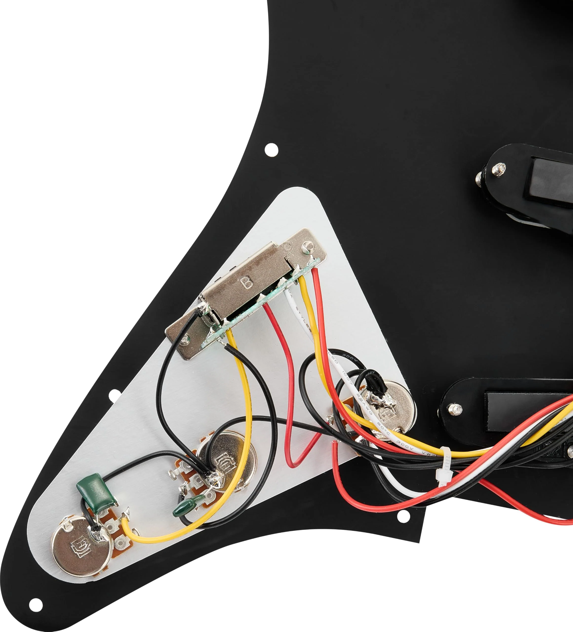 SSS Loaded Pickguard Set - Single Coil Pickups, 3-Ply Black, Easy Drop-In Replacement – Compatible with Fender Stratocaster Guitars, Black Pickguard-SSS-Black - Image 3