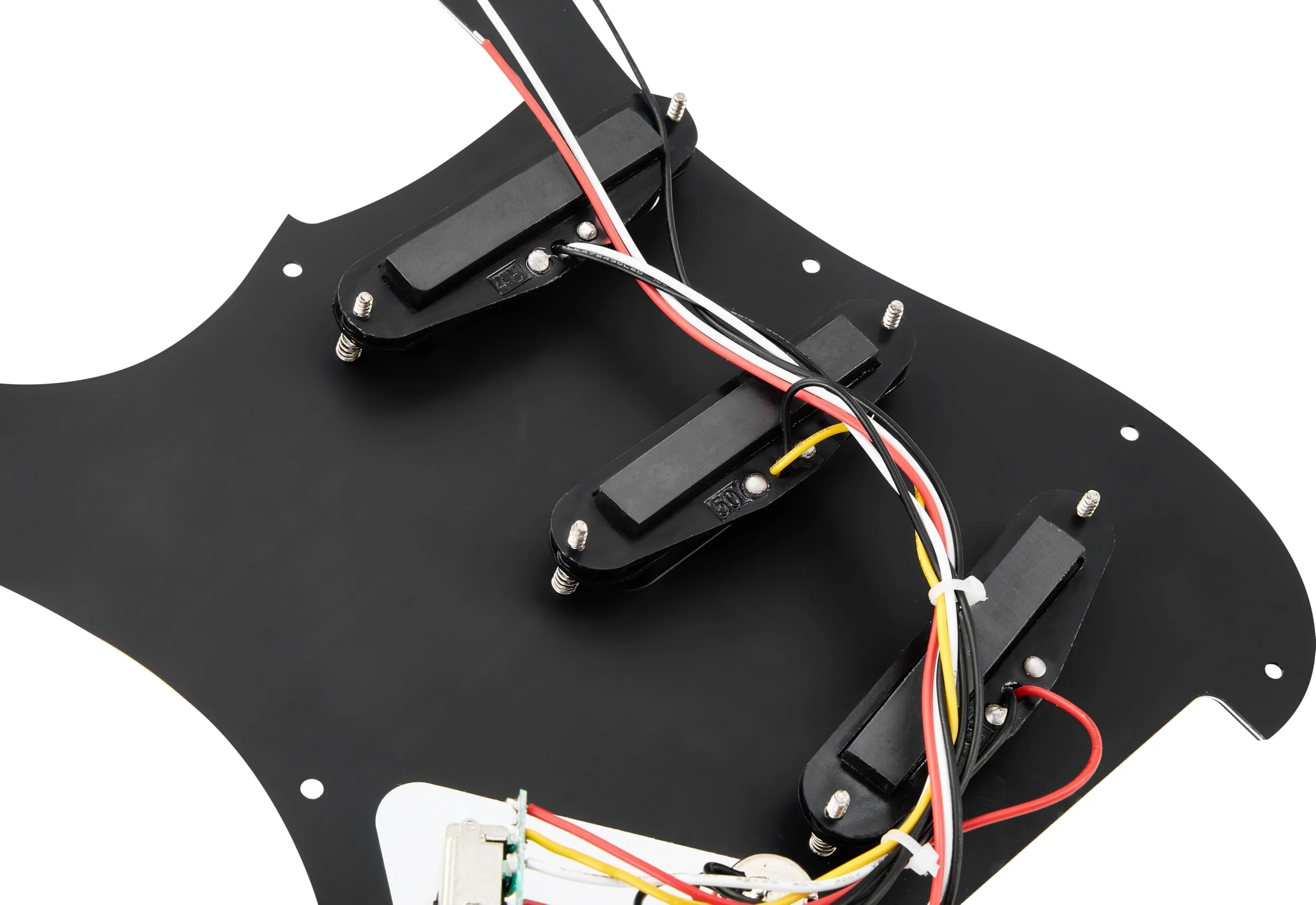 SSS Loaded Pickguard Set - Single Coil Pickups, 3-Ply Black, Easy Drop-In Replacement – Compatible with Fender Stratocaster Guitars, Black Pickguard-SSS-Black - Image 4