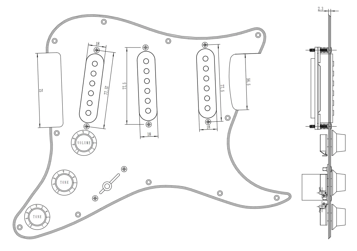 SSS Loaded Pickguard Set - Single Coil Pickups, 3-Ply Black, Easy Drop-In Replacement – Compatible with Fender Stratocaster Guitars, Black Pickguard-SSS-Black - Image 8