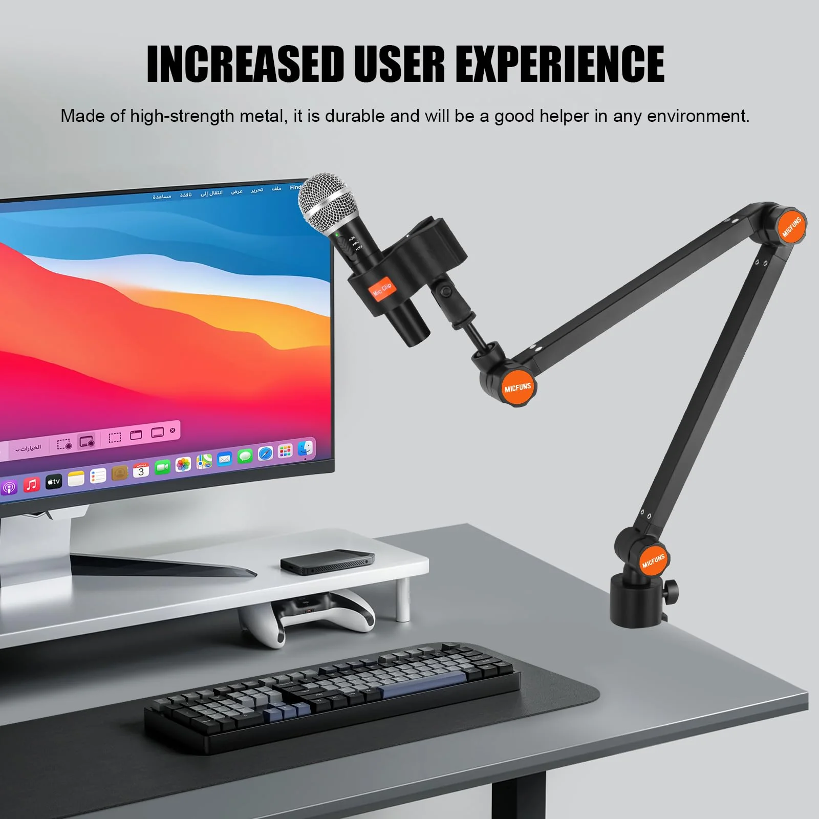 ST4 Microphone stand arm holder boom desk arm mic holder, with microphone upgraded clip, Suitable for 3kg microphone - Image 3