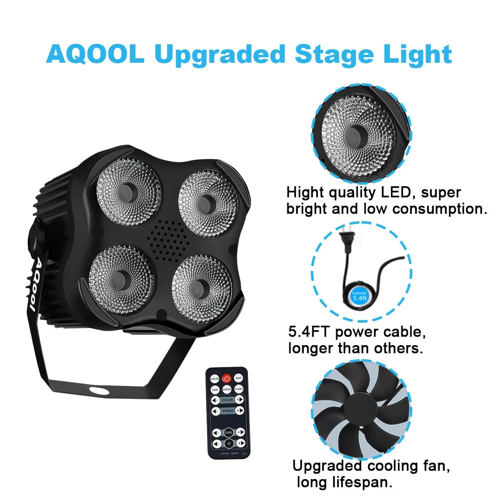 Stage Par Lights, AQOOL RGBW LED Par Can Light,Super Bright DJ Wash Light with Remote & DMX Control,Sound Activated Uplights for Event Wedding Birthday Church Christmas Party Dance Show - Image 3
