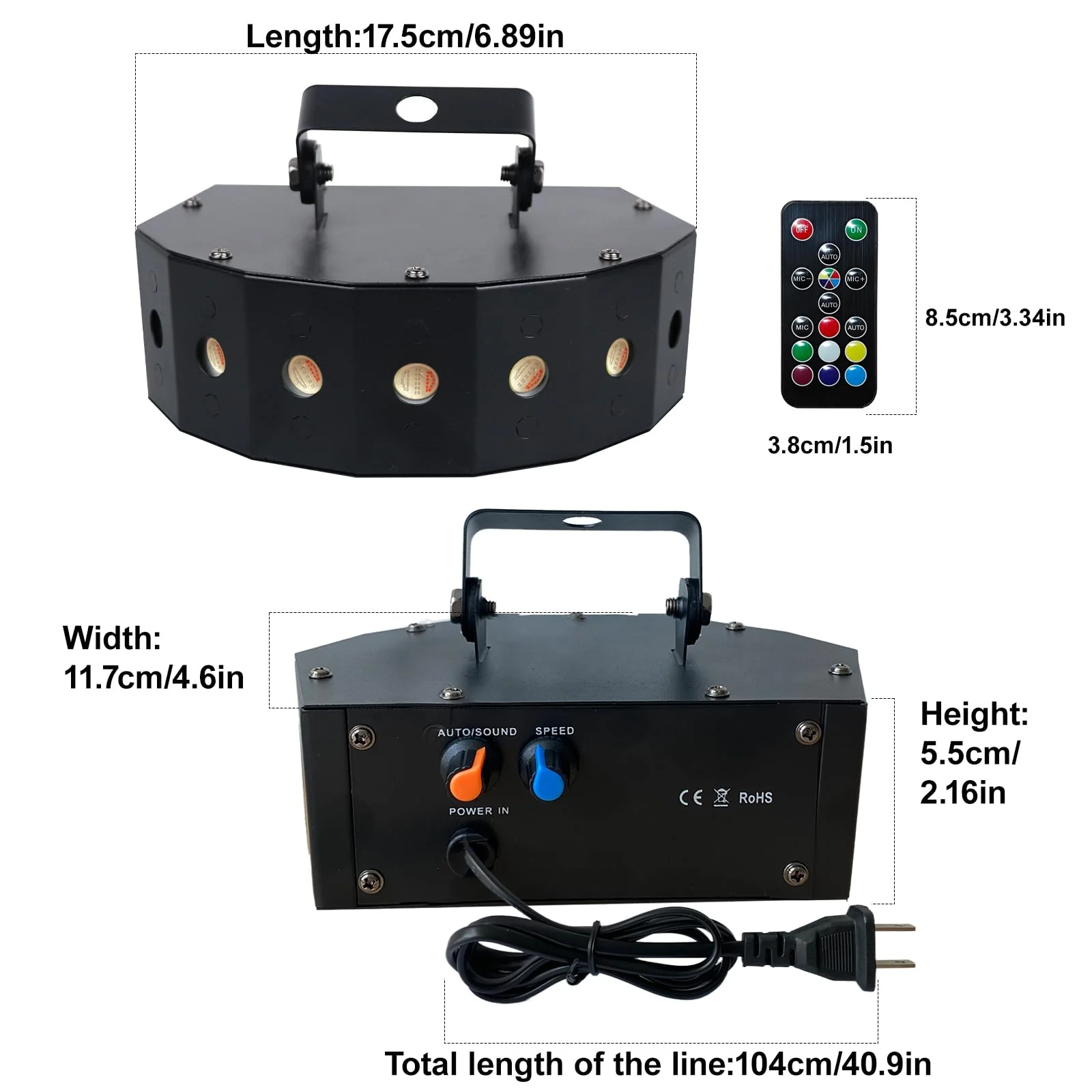 Stage Strobe Light,105W LED Stage Lights,Sound Activated and Auto Mode, Stage Lighting for Bars Birthday Wedding Halloween with Remote Control (RGB Light) RGB Light - Image 5