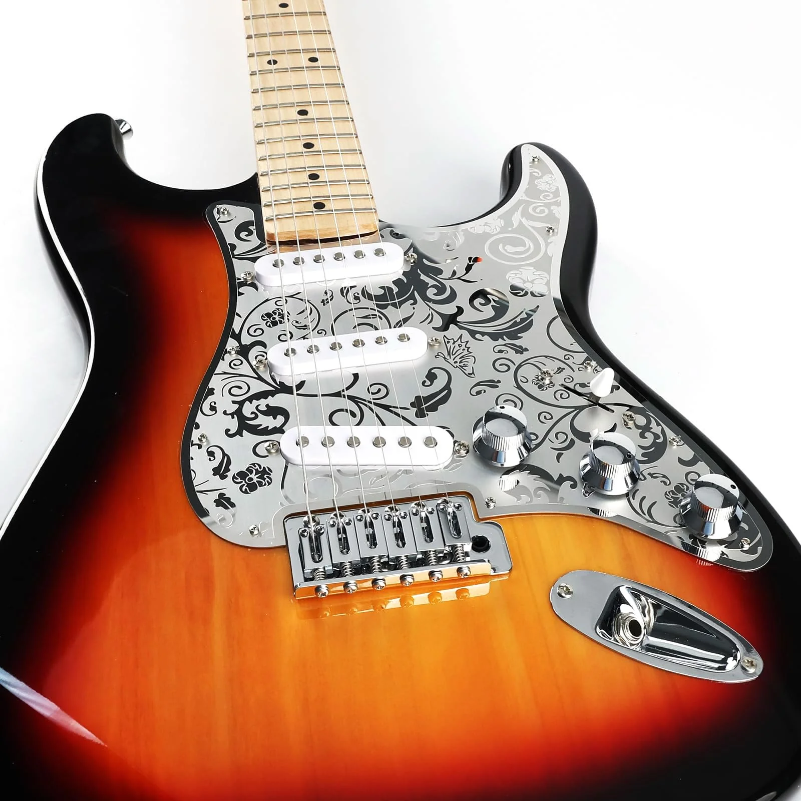 Stainless Steel Guitar Pick guard 11 holes SSS Single Coil Mounting Screws 9/32''Potentiometer Metal Electric Guitar Pickguard Compatible with Stratocaster Strat ST Style Guitar (Chrome) SSS-7mm Chrome - Image 3