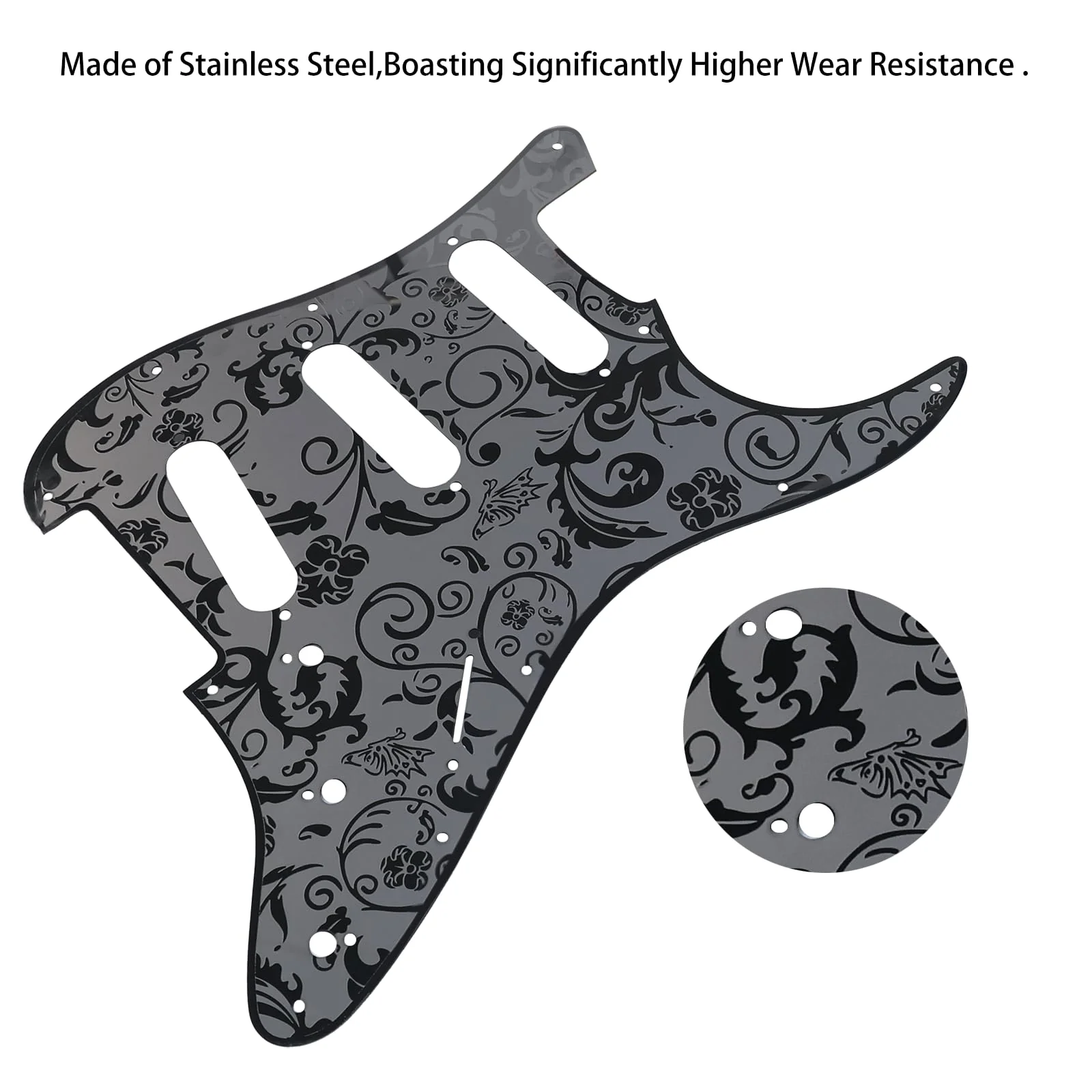 Stainless Steel Guitar Pick guard 11 holes SSS Single Coil Mounting Screws 9/32''Potentiometer Metal Electric Guitar Pickguard Compatible with Stratocaster Strat ST Style Guitar(Black) SSS-7mm Black - Image 3