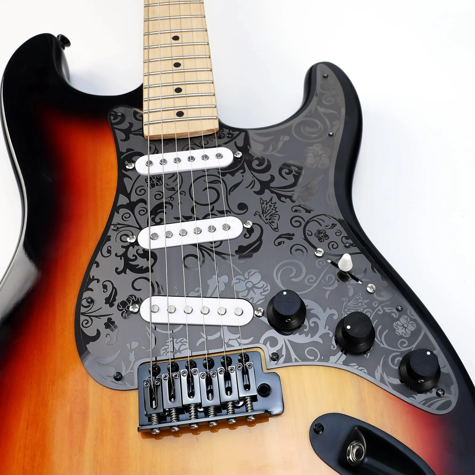 Stainless Steel Guitar Pick guard 11 holes SSS Single Coil Mounting Screws 9/32''Potentiometer Metal Electric Guitar Pickguard Compatible with Stratocaster Strat ST Style Guitar(Black) SSS-7mm Black - Image 4