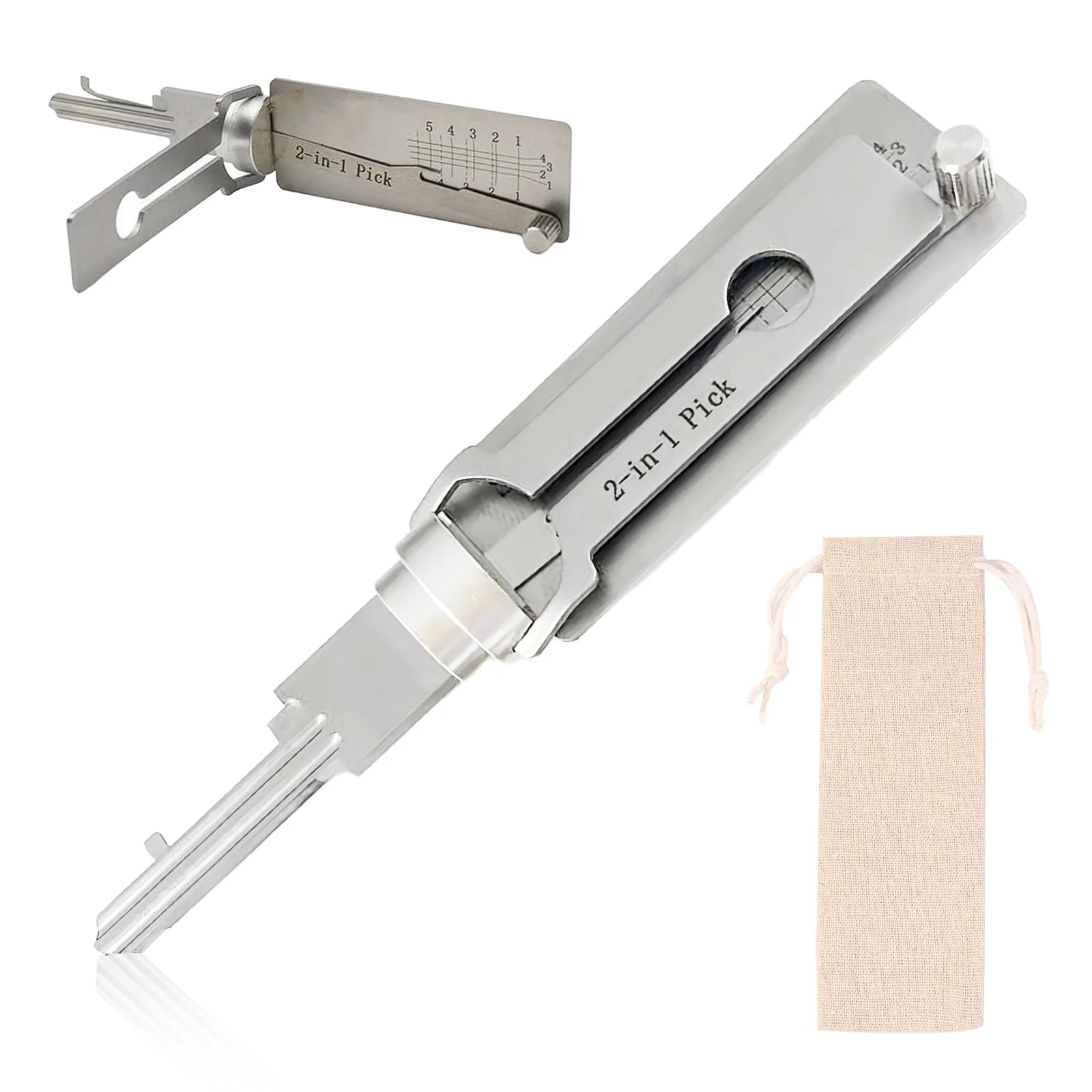 Stainless Steel Key Decoder, Decoder Key, Key Decoder Made of Stainless Steel, Key Decoder with 1 Storage Bag, for Door Lock, Bedroom Lock, Key Decoder KW5
