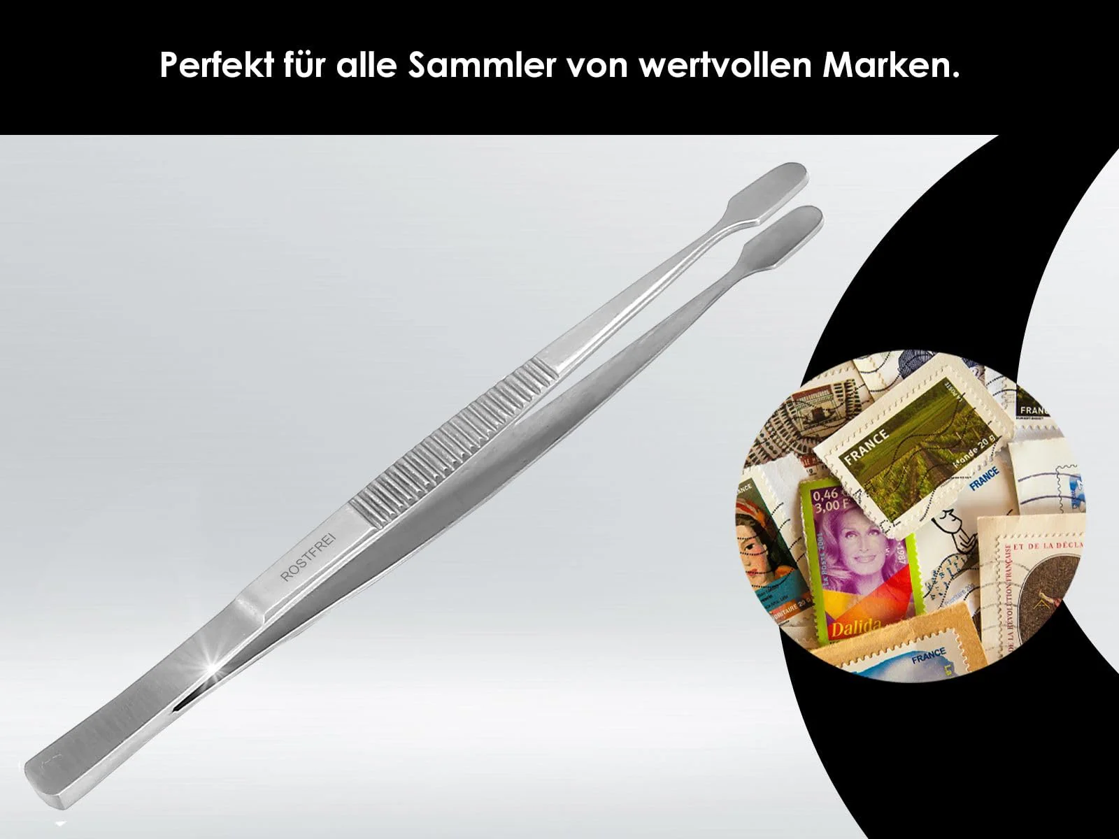 Stamp Tweezers Straight Rounded Shovels Stamp Tweezers Philatelic Tweezers Stainless Steel Universal Tweezers 10.5 cm Collector Tool Model Making Hobby Precision Mechanics - Image 4