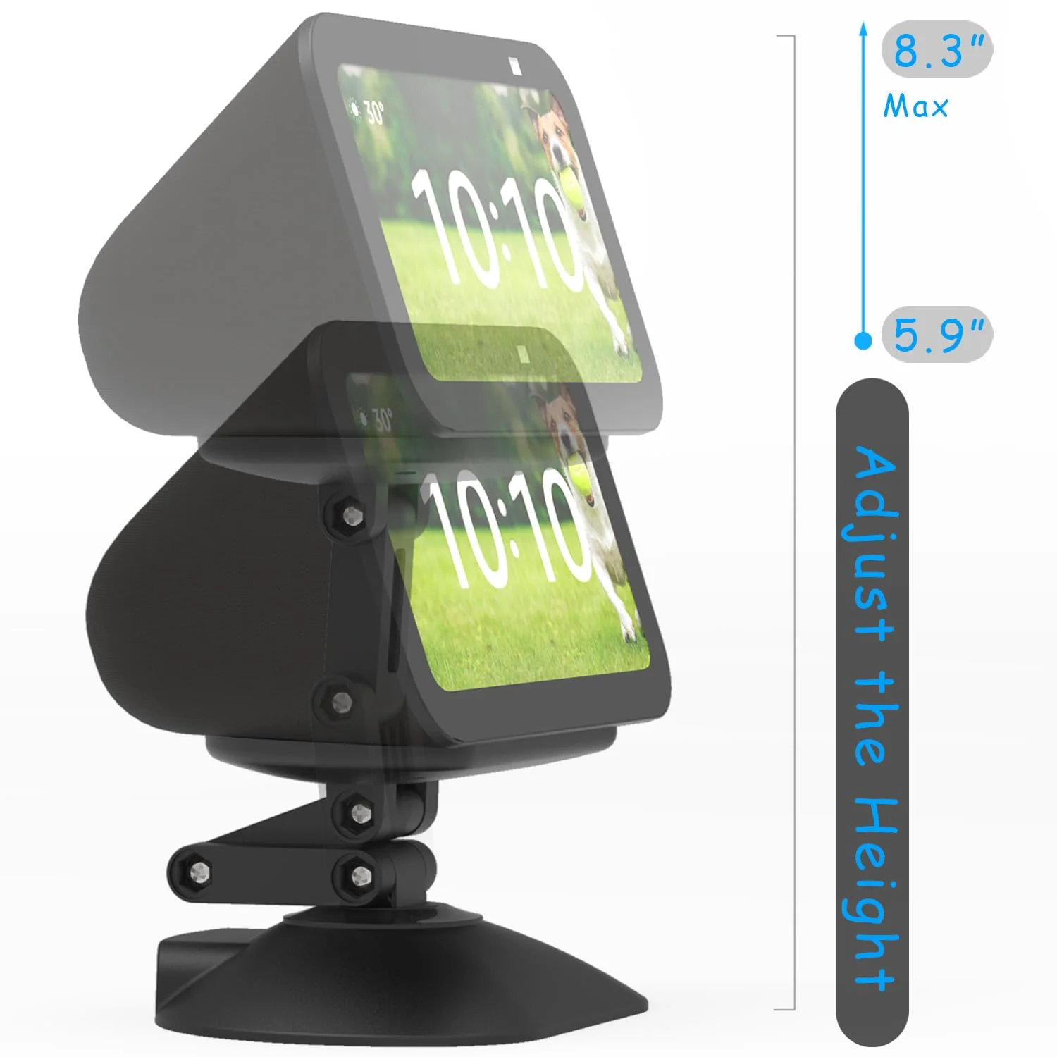 Stand for Echo Show 5 (3rd), Adjustable Height Tilt + Swivel Stand with Strong Magnetic, Rotates Side to Side, Compatible with Cell Phones & Show 5 (3/2/1 Gen) (Black) - Image 3