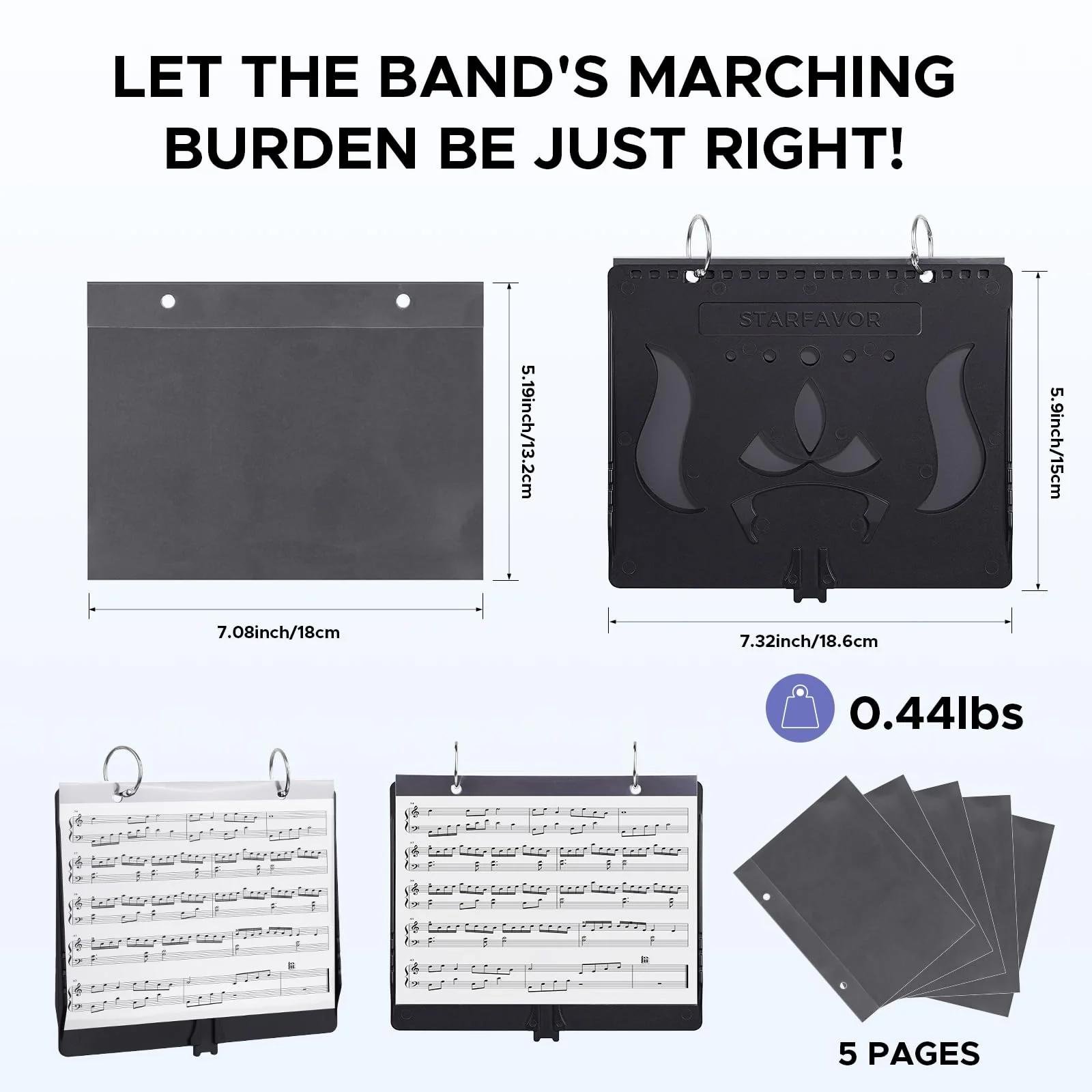 Starfavor Flip Folder for Marching Band Music Flip Folio Folder with 10 Windows and 2 Holes 7.2 x 6.4 Inches Black for Gigs Perfomance Music Exercises Lessons - Image 2