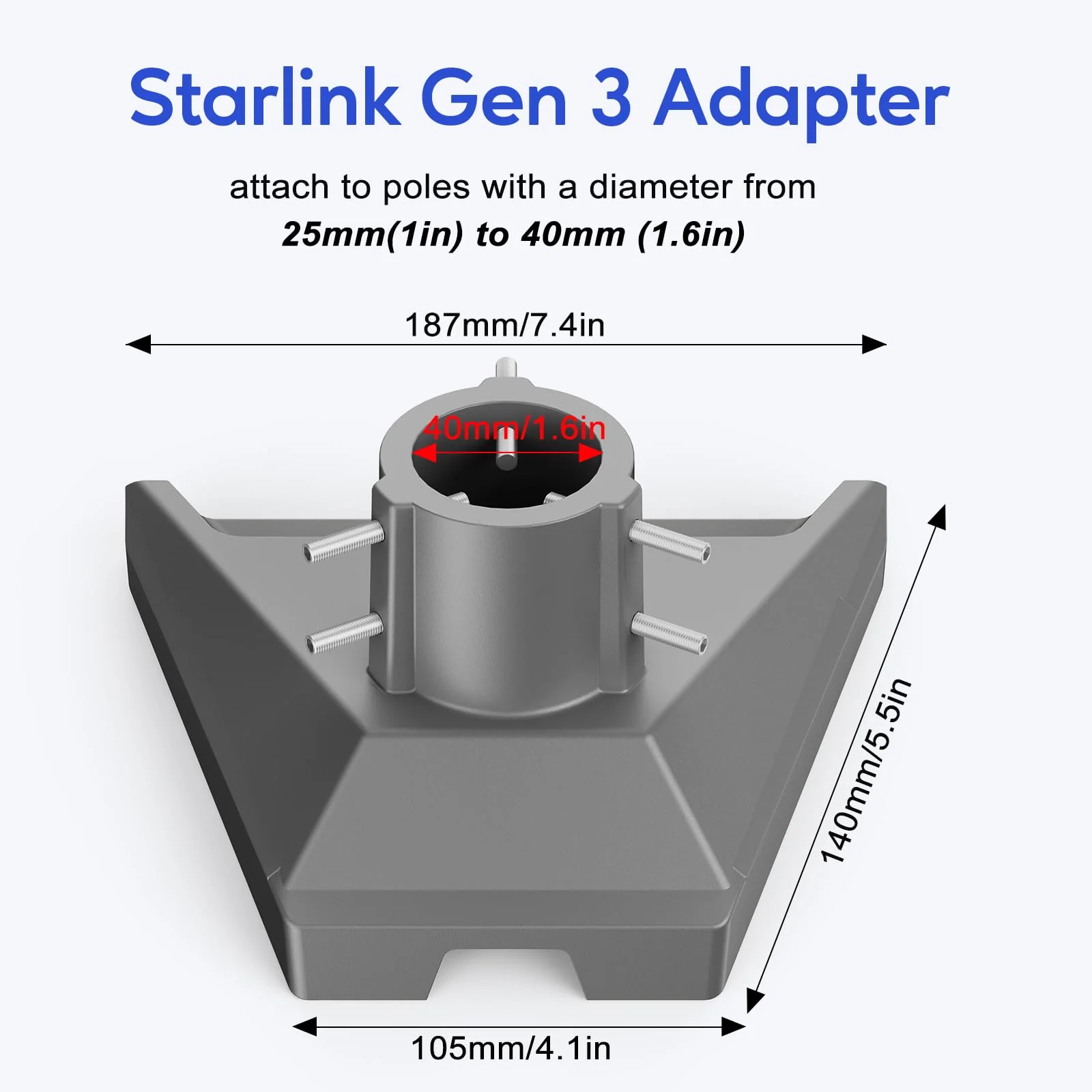 Starlink Gen 3 Pipe Adapter, Starlink Gen 3 Mount, Upgraded Thickened Starlink Pole Mount Adapter Kit for Starlink Gen 3 Standard Dish, Easy Installation Starlink Mounting Kit for Starlink Gen3 Gray - Image 4
