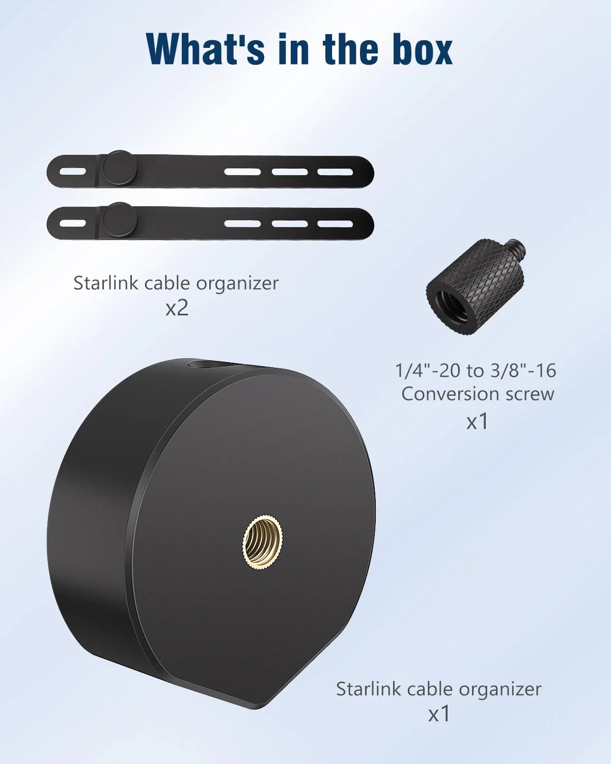 Starlink Mini Tripod Adapter - Military-Grade Polycarbonate Construction, 1/4-20 & 3/8-16 Thread Compatibility, Camping/RV/Home Use, Includes Conversion Screw & Cable Organizer - Image 2