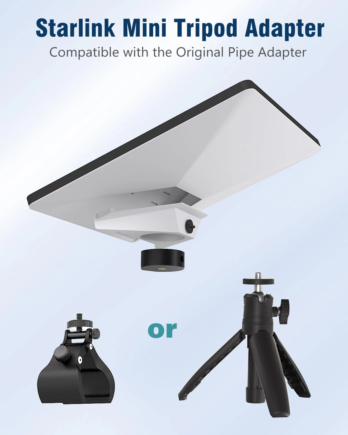 Starlink Mini Tripod Adapter - Military-Grade Polycarbonate Construction, 1/4-20 & 3/8-16 Thread Compatibility, Camping/RV/Home Use, Includes Conversion Screw & Cable Organizer - Image 3