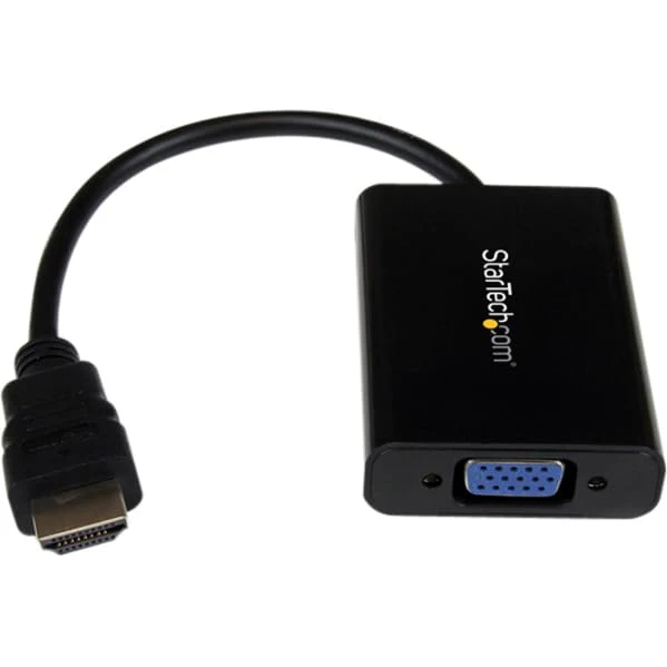 StarTech.com HDMI to VGA Adapter – 1920x1080 – HDMI Converter with Audio Output – VGA to HDMI Monitor Adapter (HD2VGAA2),Black HDMI to VGA - Compact with audio Cable - Image 2