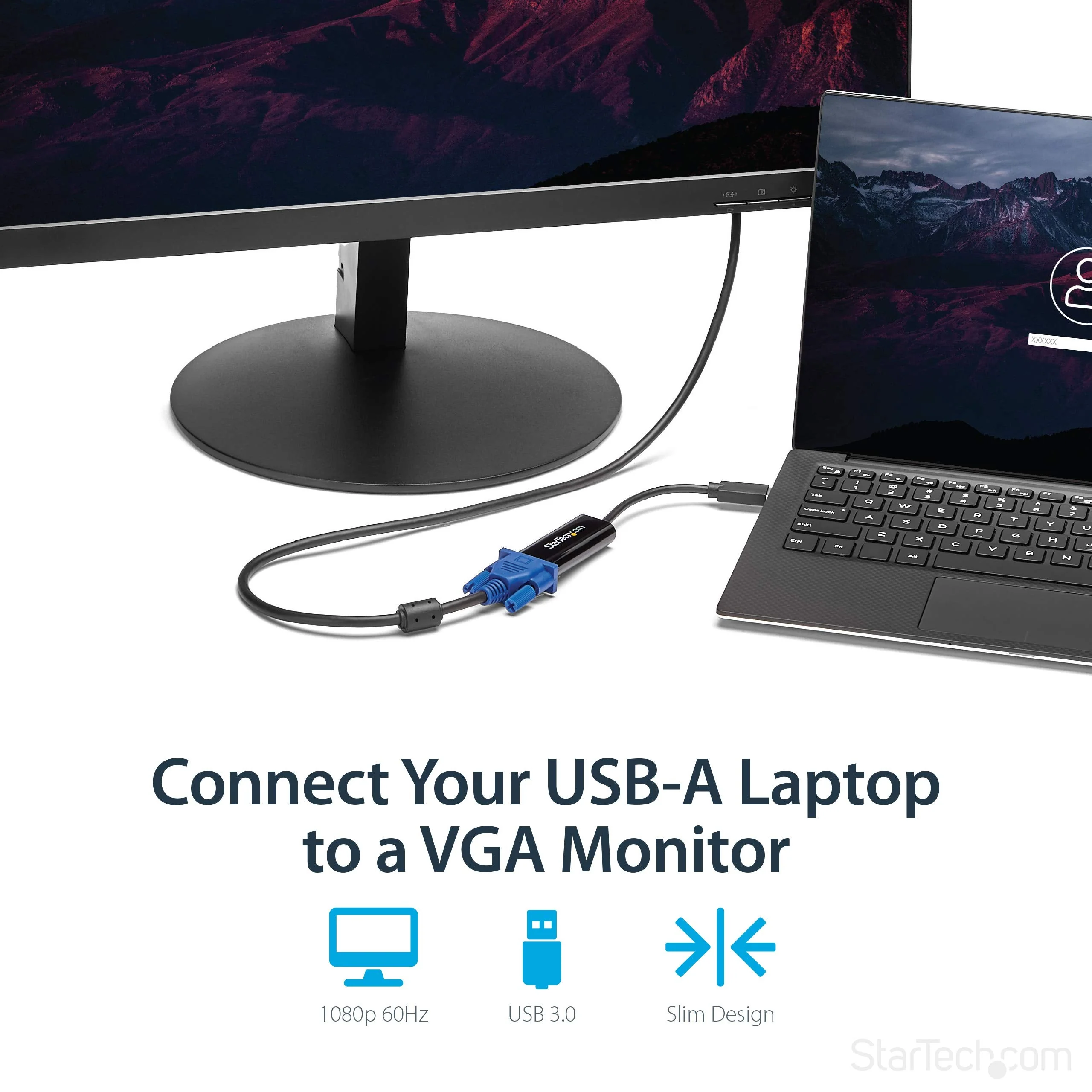 StarTech.com USB 3.0 to VGA Adapter, USB to VGA Monitor Converter for Windows, Slim, TAA (no support for macOS/ChromeOS/Linux) - Image 2