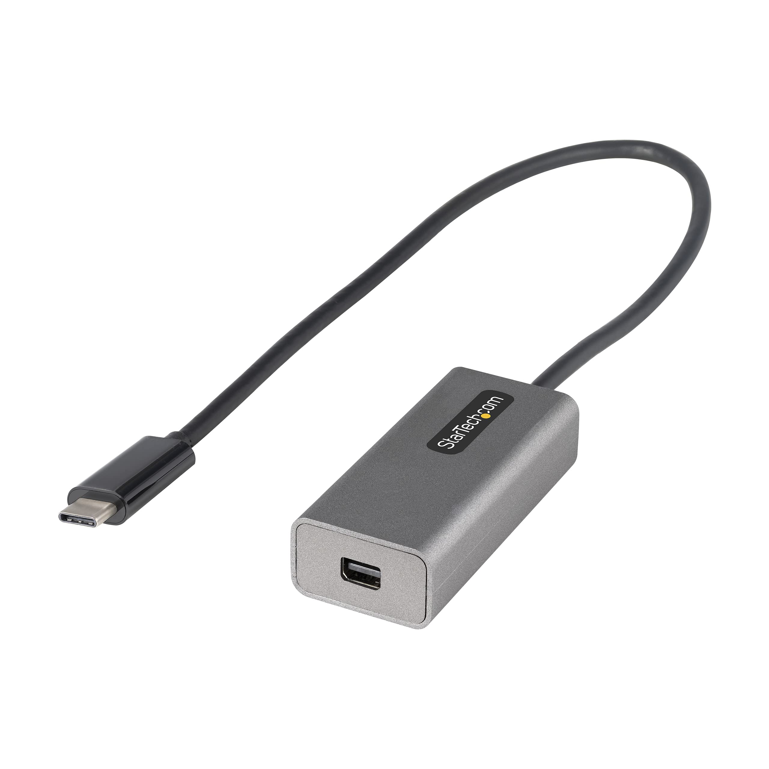 StarTech.com USB C to Mini DisplayPort Adapter, 4K 60Hz USB Type C to mDP/Mini DP Monitor Video Converter Dongle, Thunderbolt 3 Compatible, 12" Attached Cable, Upgraded Version of CDP2MDP (CDP2MDPEC) Space Gray 12" / 30 cm
