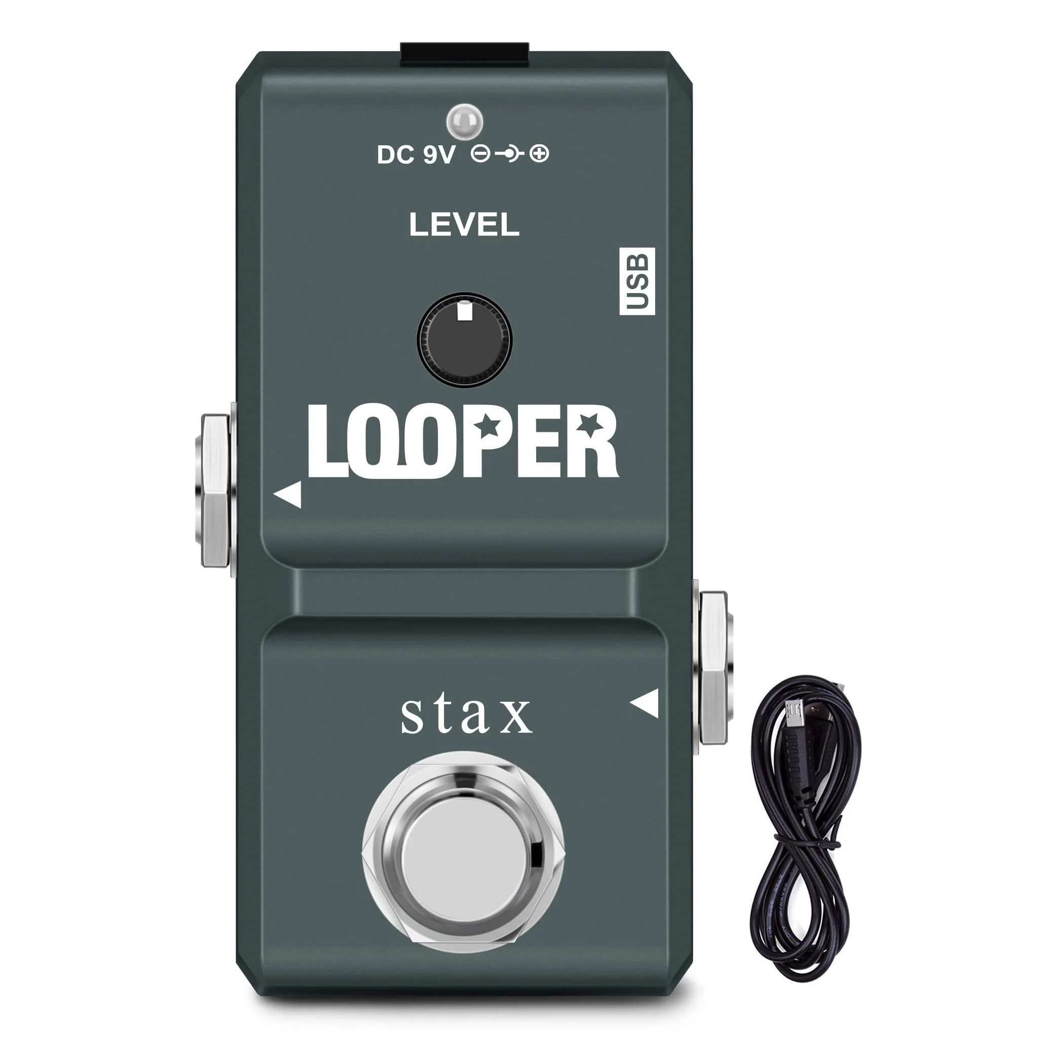 Stax Tiny Looper Pedal –Tiny Looper Electric Guitar Effect Pedal 10-Min Stereo Looper Unlimited Overdubs One-Button Control (Record/Play/Stop/Overdub/Delete) True Bypass.
