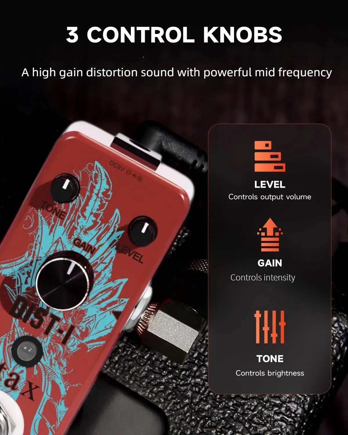 Stax Vintage British Distortion Pedal - Classic UK-Inspired Overdrive & Crunch for Guitar High Gain Tube Amp Tone True Bypass. British Dish - Image 4
