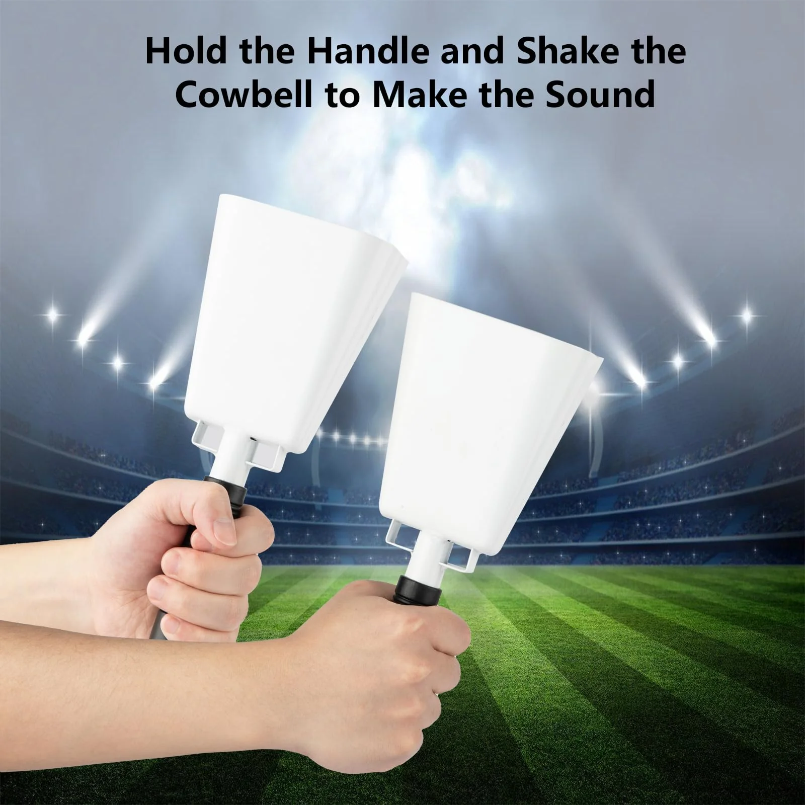 Steel Cowbell with Handle 8 Inch Cow Bells Noise Makers, 2 Pack Large Cowbells for Sporting Events, Hand Percussion Cowbells Cheering Bell for Football Game Party Concert Graduation School (White) White - Image 5