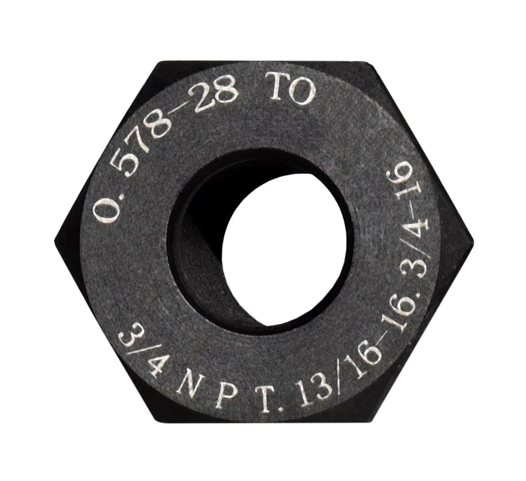 Steel Thread Adapter Convert .578-28 to 3/4 NPT, 13/16-16, 3/4-16