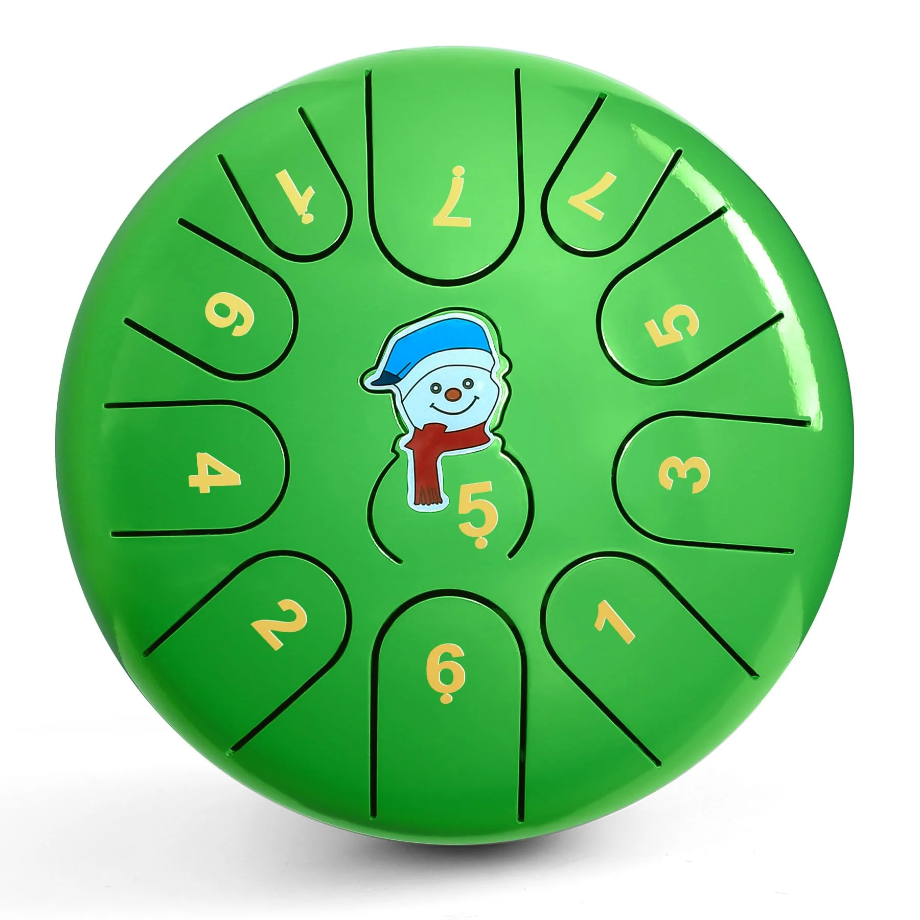 Steel Tongue Drum -11 Note 6 Inch Tongue Drum Instrument - Hand Pan Drums with Music Book, Steel Handpan Drum Mallets and Carry Bag, C Major for Meditation or Yoga,Gift for Kid or Adults(Green) Green