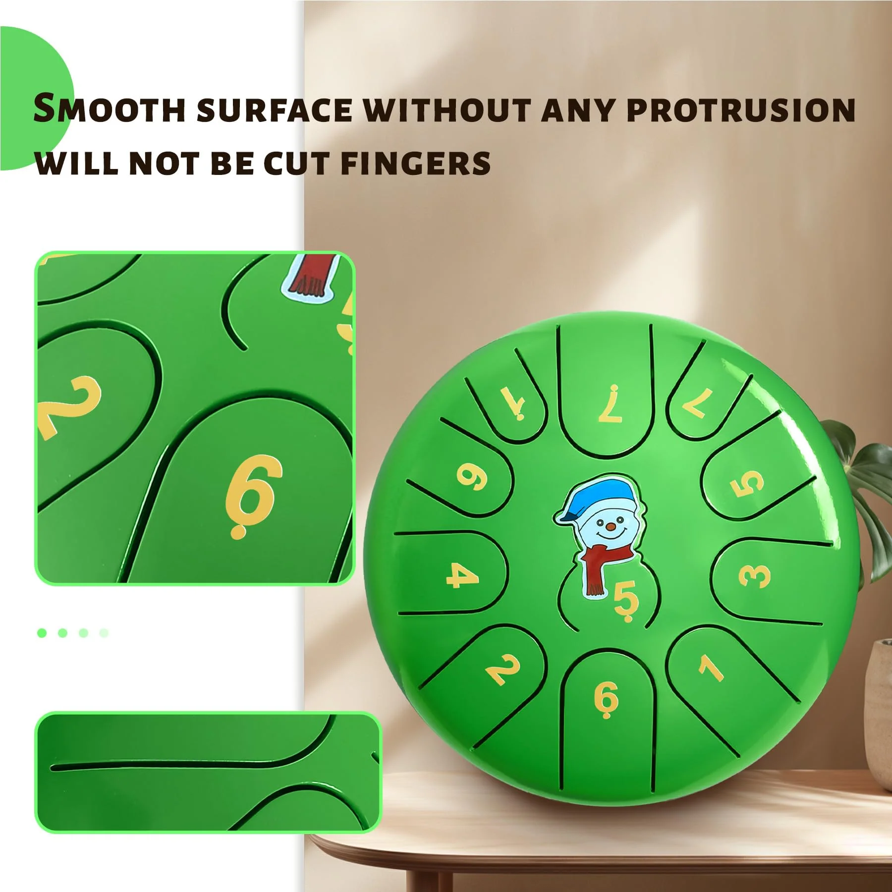 Steel Tongue Drum -11 Note 6 Inch Tongue Drum Instrument - Hand Pan Drums with Music Book, Steel Handpan Drum Mallets and Carry Bag, C Major for Meditation or Yoga,Gift for Kid or Adults(Green) Green - Image 3